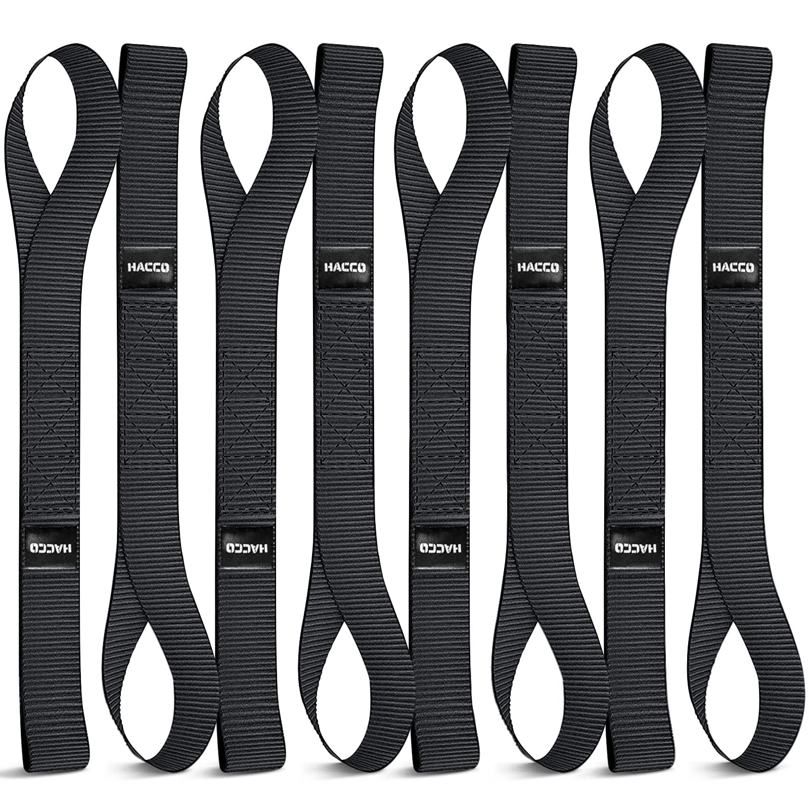 Haccoplanet 8Pk Soft Loop Motorcycle Tie-Down Straps, 1.6 X 17Inch 10000Lb Break Strength, Heavy Duty Tie Down Loops For Securing Atv, Utv, Dirt Bike, Lawn & Garden Equipment (Black)