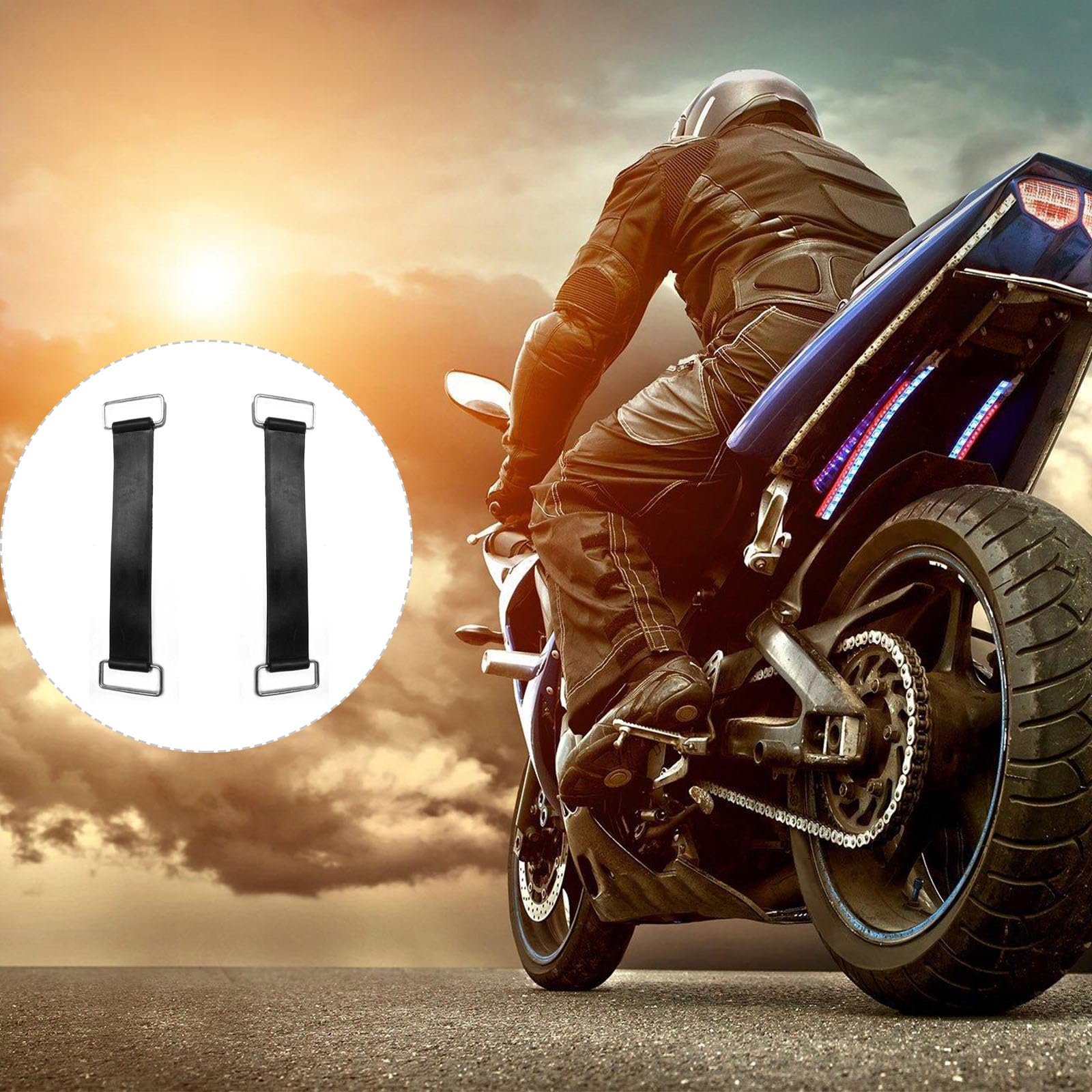 2Pcs Motorcycle Battery Rubber Band Strap,Battery Tie Down Strap,Battery Strap Replacement,Elastic Stretchable Fixed Holder,Stretchable Bandage Parts Elastic Black Scooter Accessories