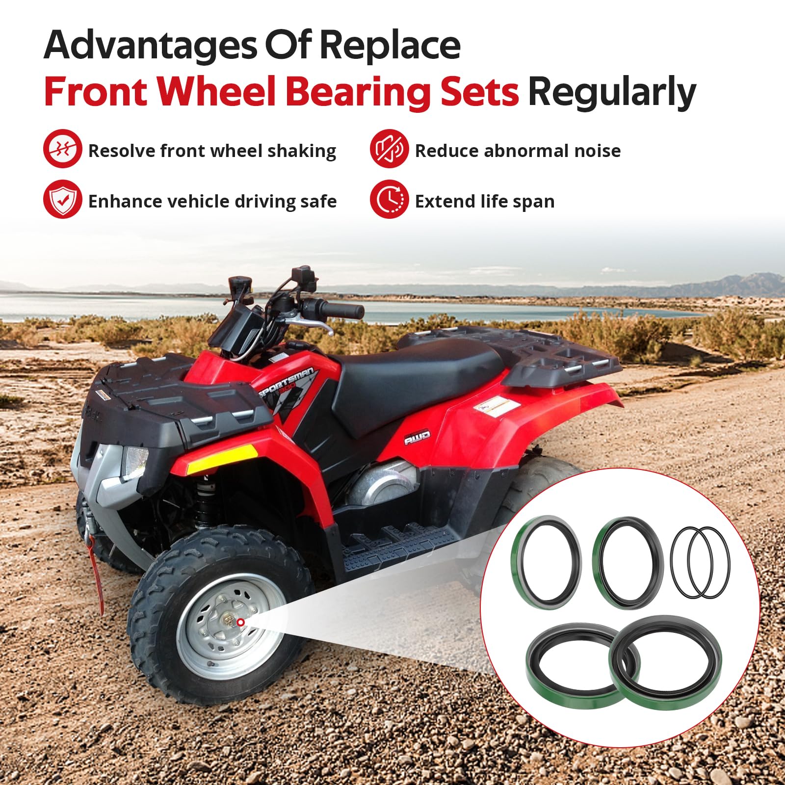 Front Wheel Hub Strut Seal for Polaris Sportsman Scrambler Magnum Xplorer Xpedition Big Boss Diesel Worker 500 425 400 335 325 3