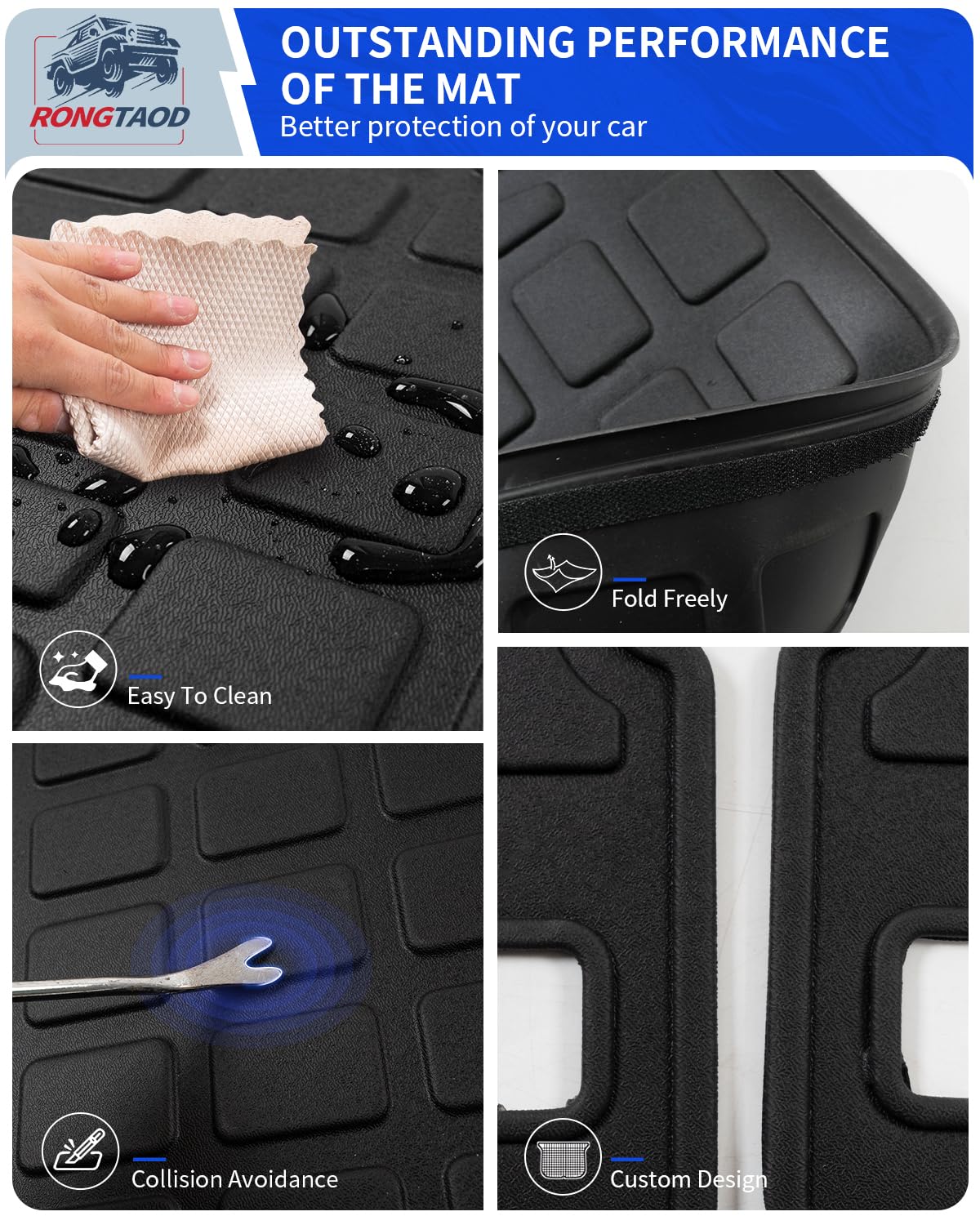 Rongtaod Cargo Mat Compatible With 2020-2025 Hyundai Palisade 7 Seats Trunk Mat Cargo Liner Kick Mat Trunk Liner 2024 Palisade A