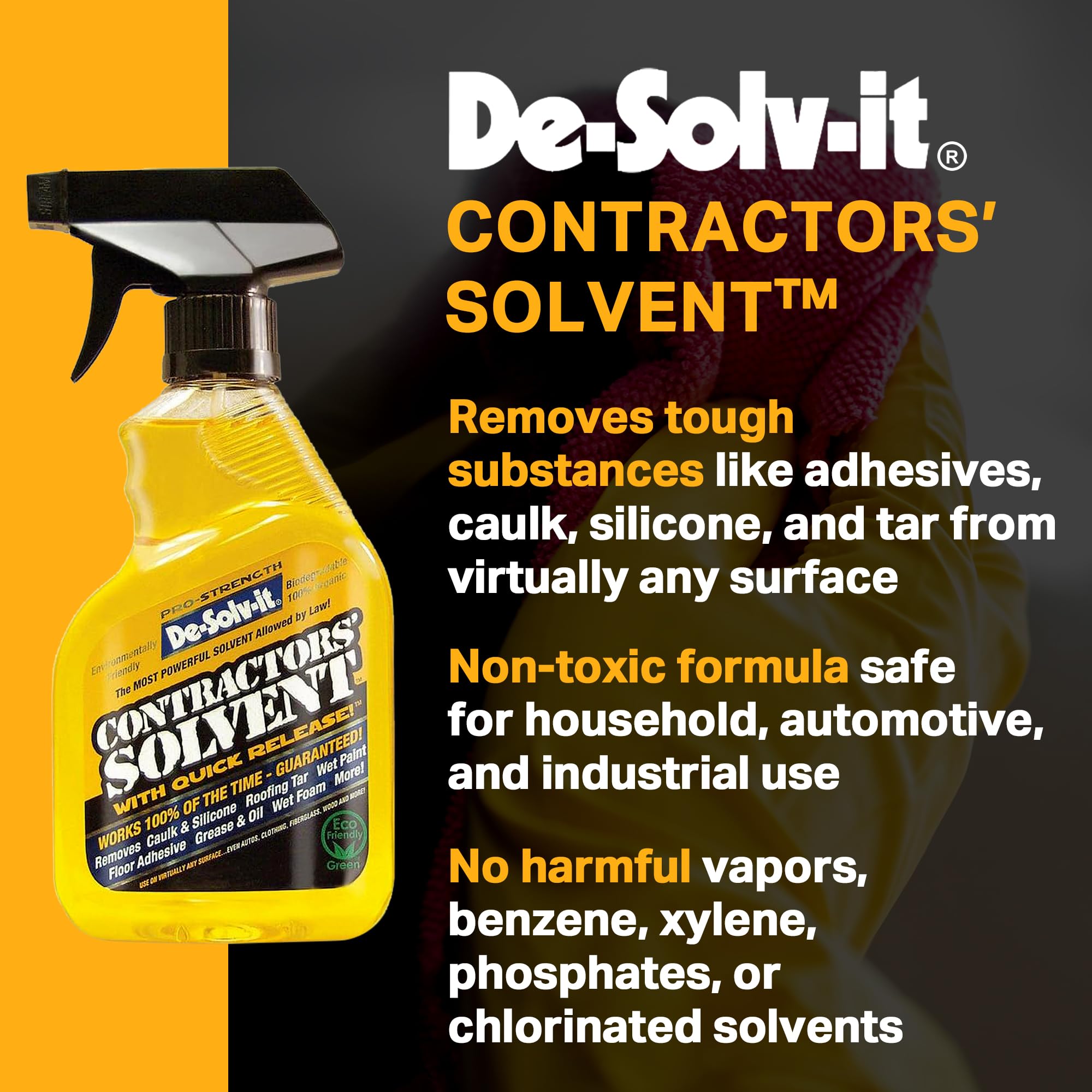 Orange Sol De-Solv-it Pro Contractors Solvent, Versatile Adhesive Remover Spray, 12-Ounce, 1-Pack