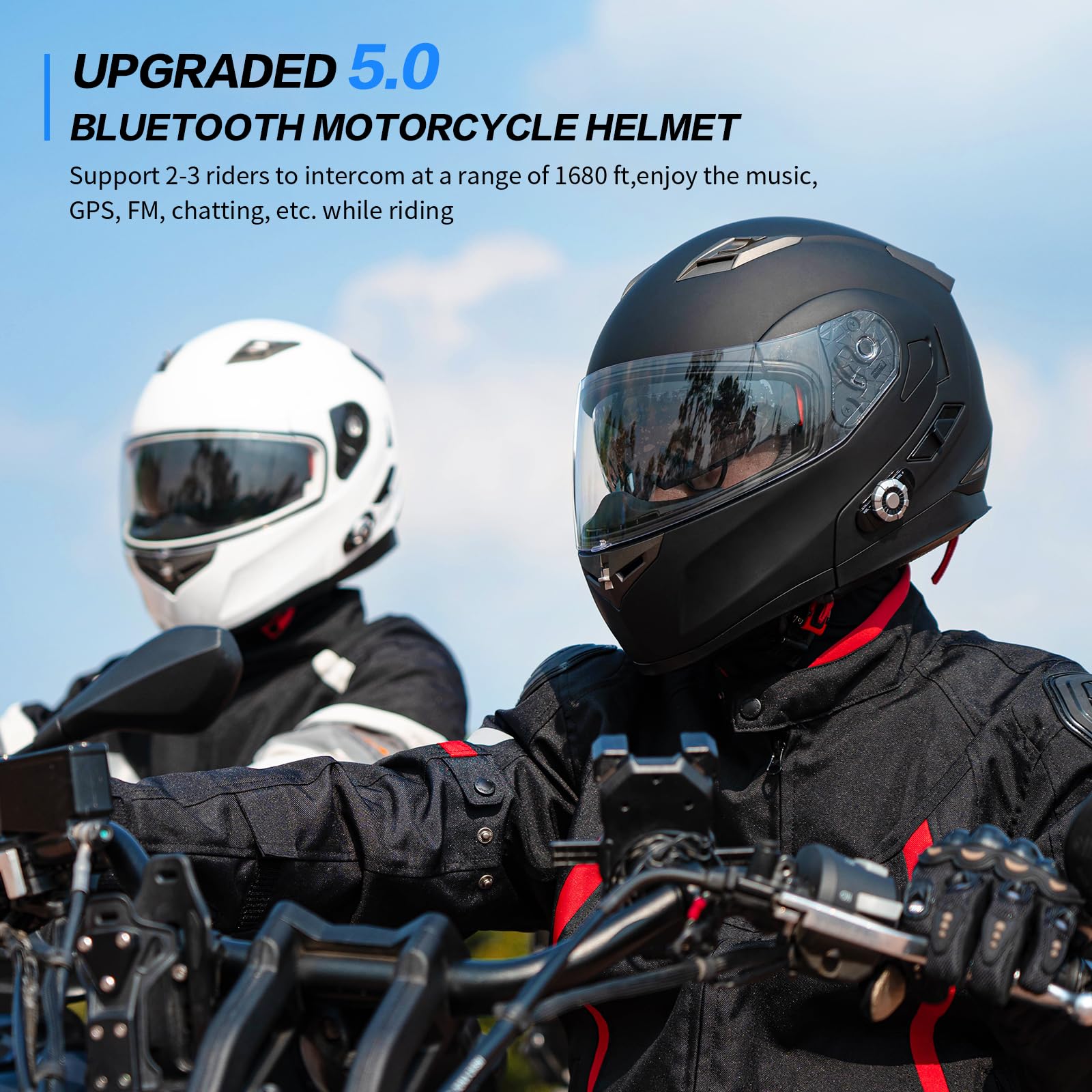 Motorcycle Helmet Bluetooth 5.0 Integrated New Eps Freedconn Bm2-S Modular Flip Up Dual Visor Motorbike Helmet Dot Fmvss-218 App