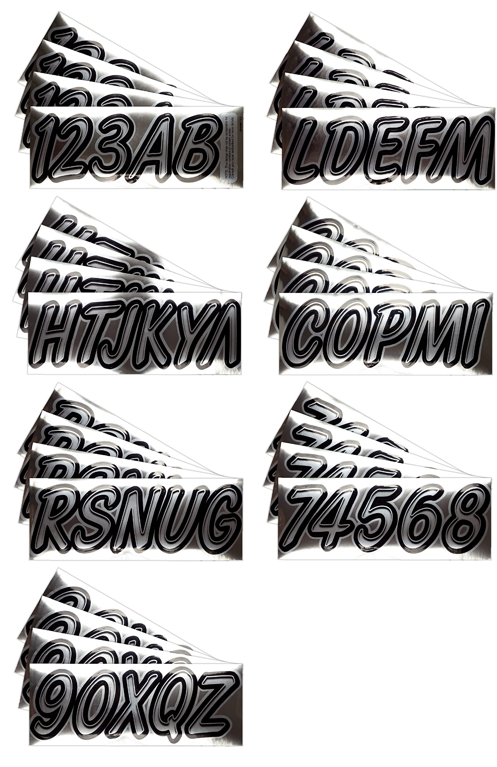 Hardline Products Series 400 Factory Matched 3-Inch Boat & Pwc Registration Number Kit, Chrome/Black - Chbkg400