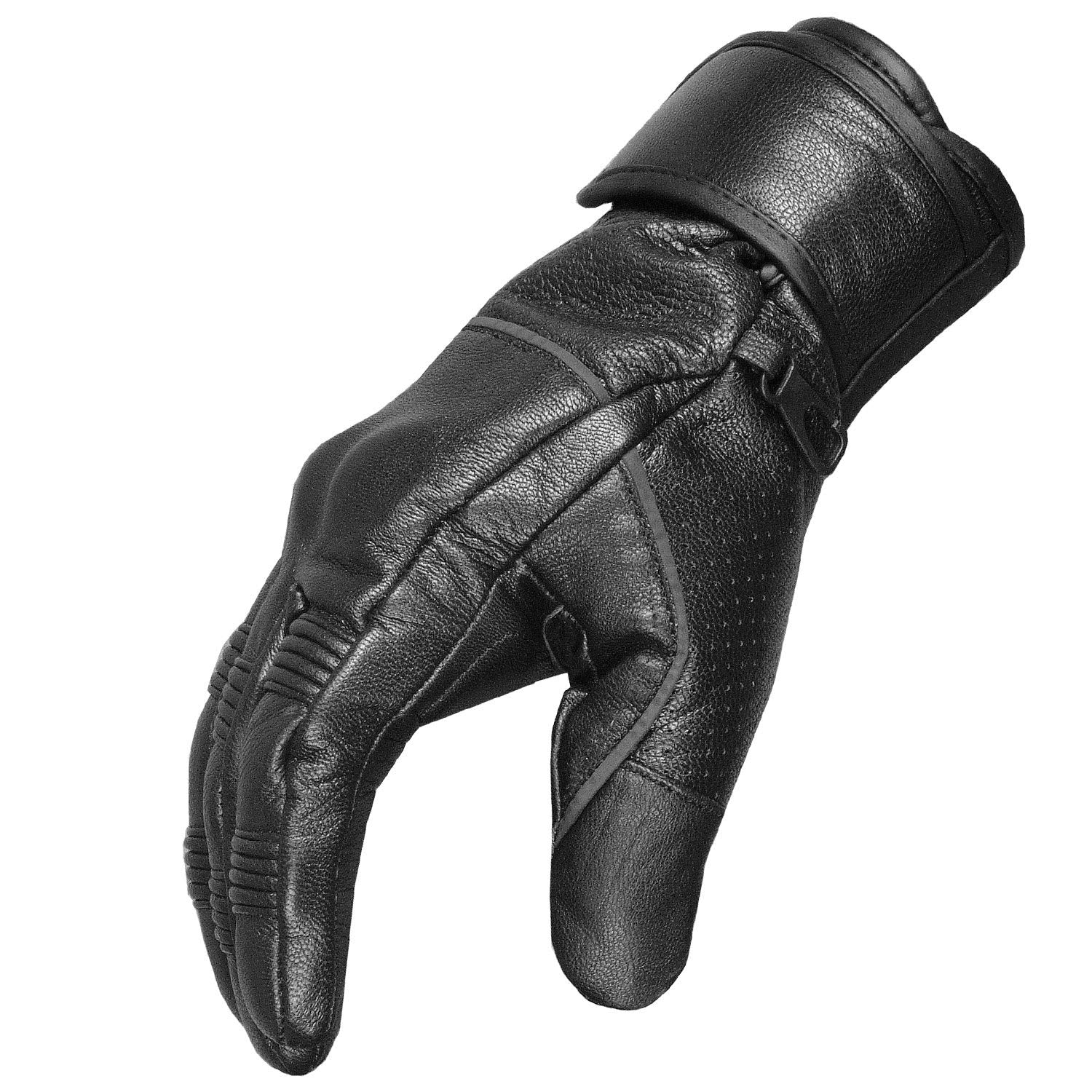 Men'S Motorcycle Premium Leather Gel Padded Palm Street Cruiser Protected Biker Gloves M
