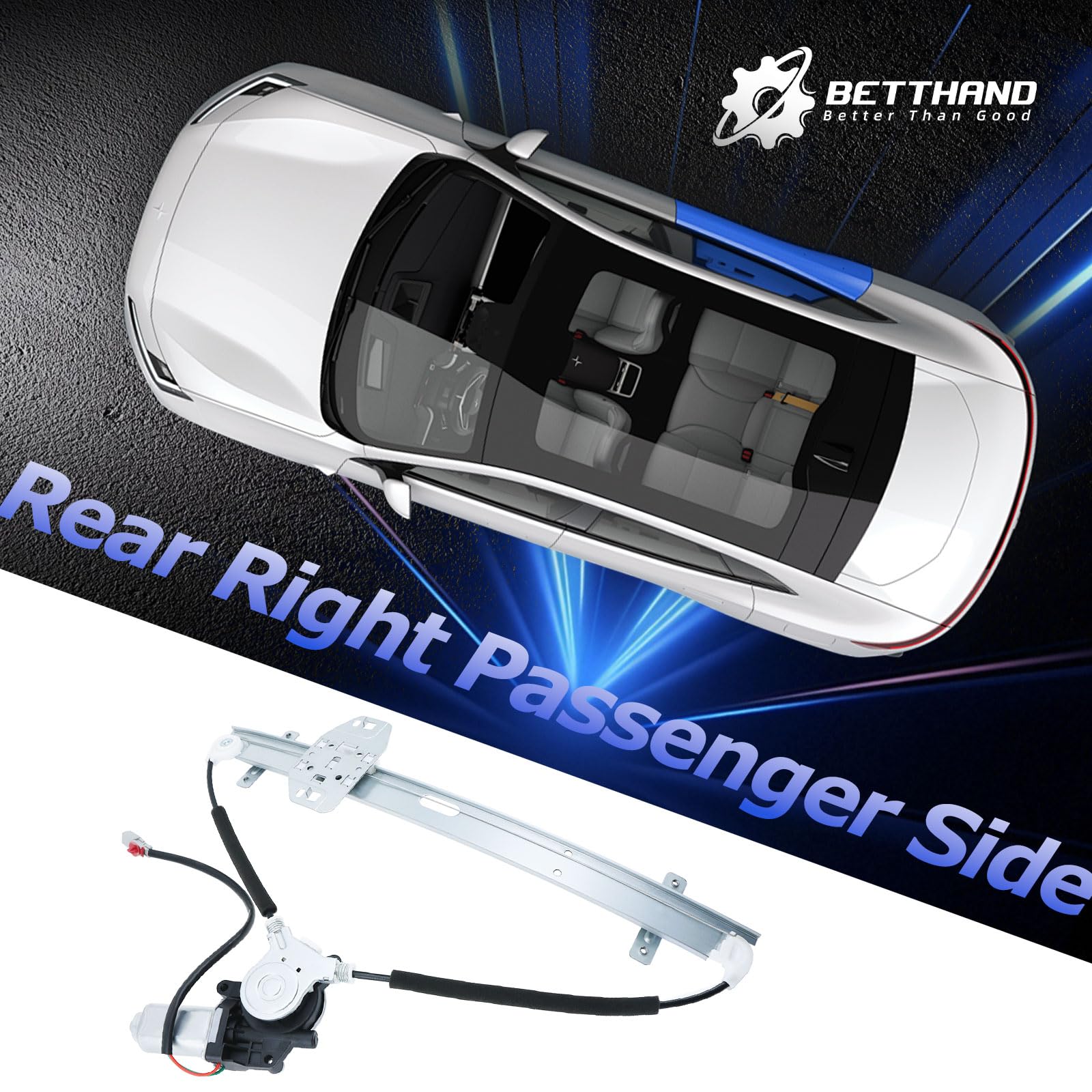 Rear Right Power Window Regulator with Motor Fit for 3.5L 2003-2008 Honda Pilot, Passenger Side Window Motor 2003 2004 2005 2006