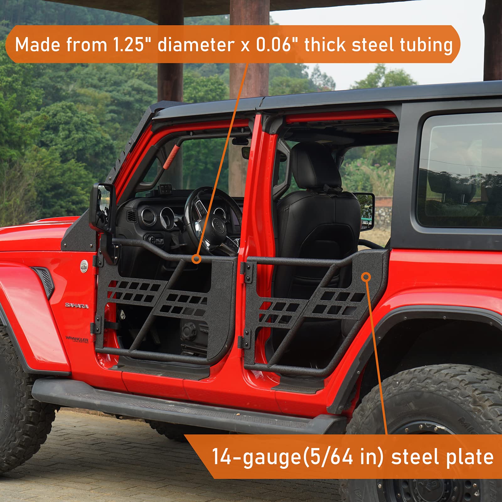 Hooke Road Wrangler Jl Gladiator 4 Doors Tube Half Door Guards For Jeep Wrangler Jl Unlimited | Gladiator Jt 2018 2019 2020 2021 2022 2023 2024