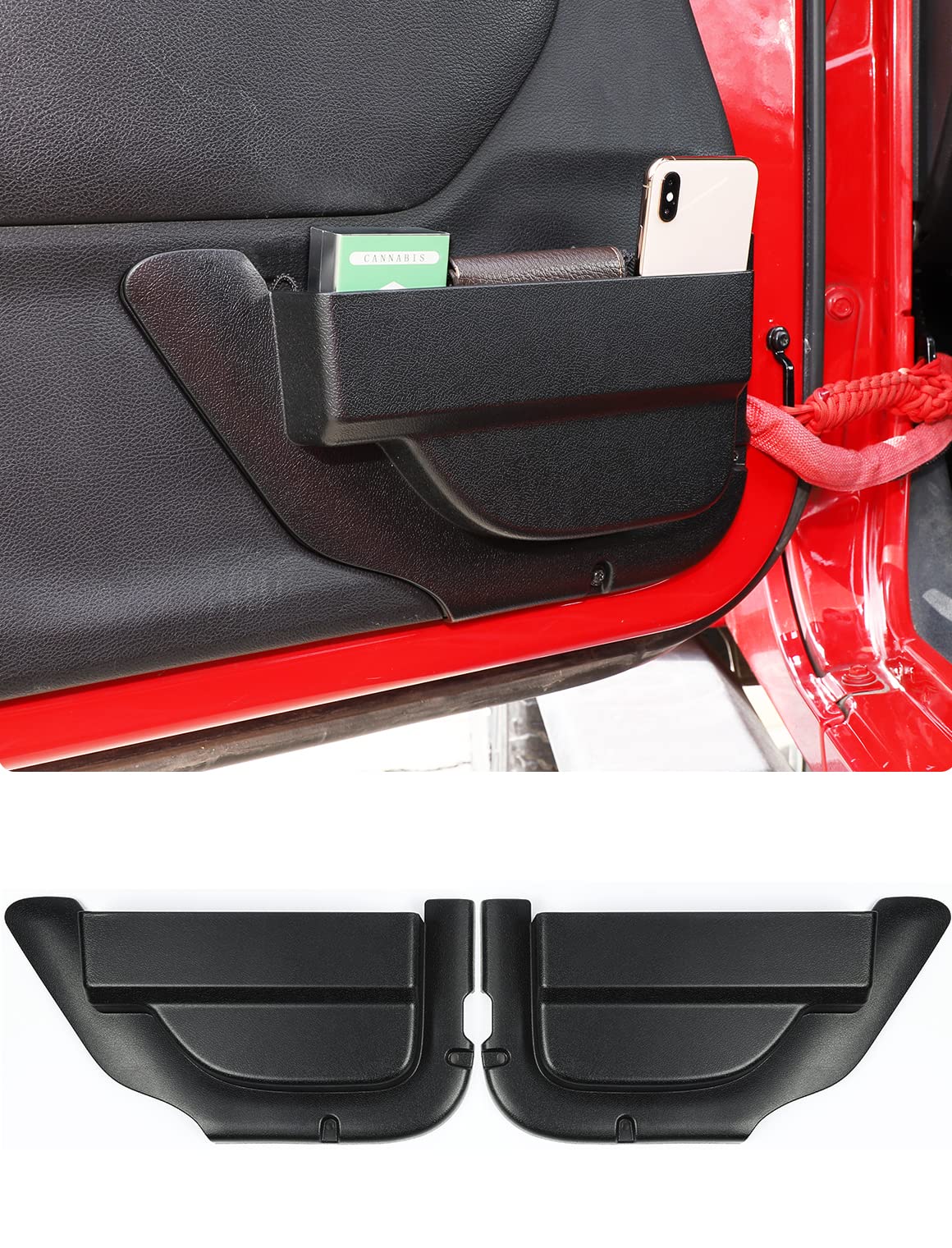 Savadicar Dp4 Front Door Storage Pockets Without Cup Holder, Side Insert Box Organizer For 2011-2018 Jeep Wrangler Jk Jku 2/4 Do