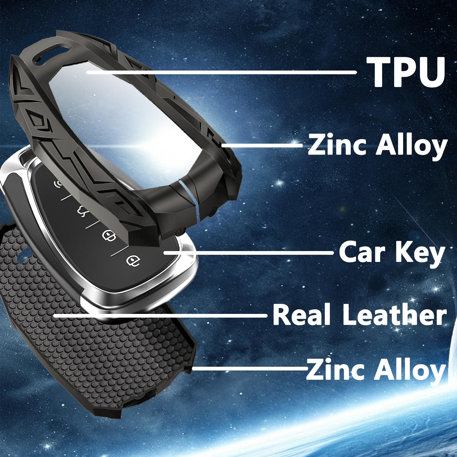 Ocezbiis For Chevrolet Key Fob Cover,Keychain,Zinc Alloy Protection Car Key Case for Chevy Equinox Malibu Camaro Cruze Blazer Tr