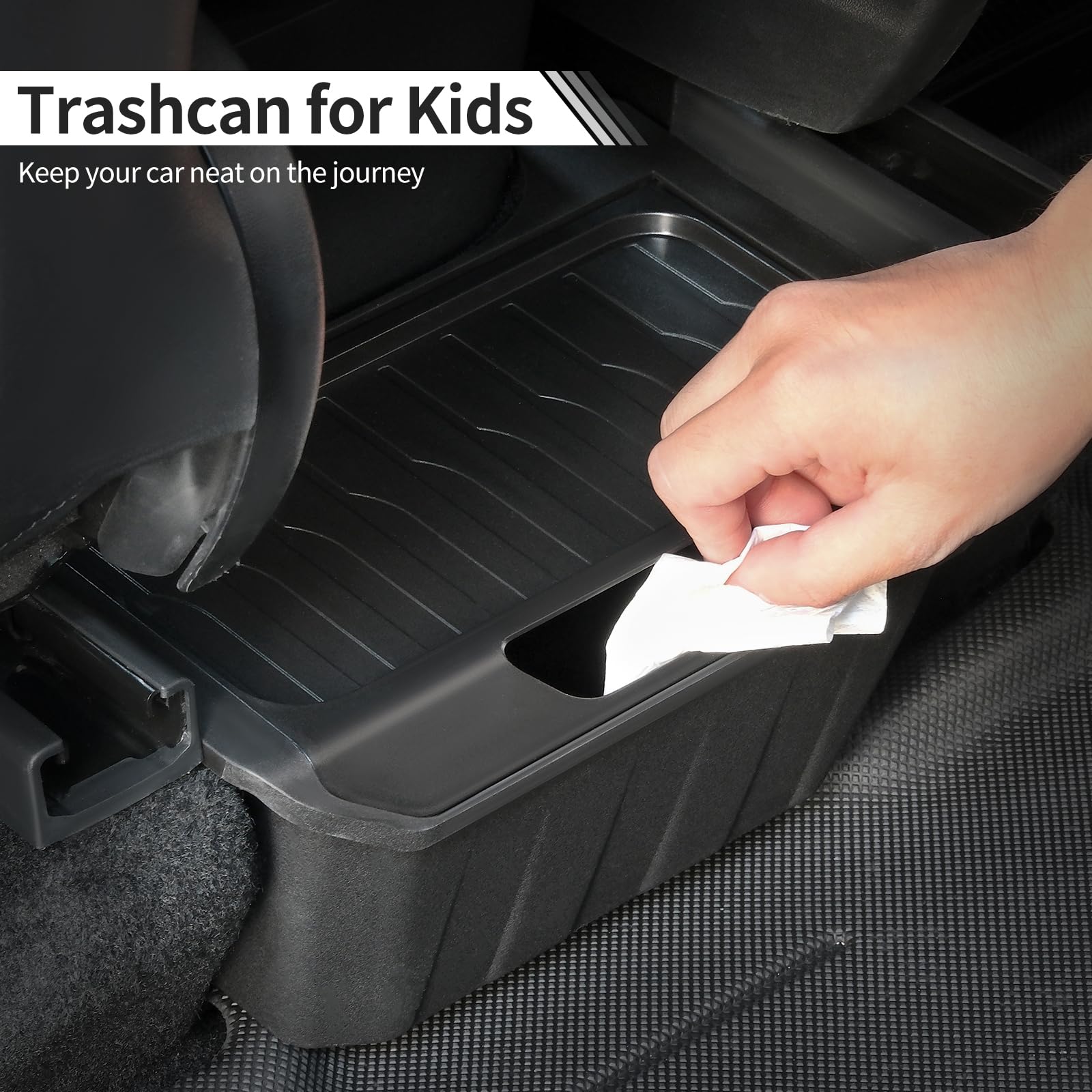 Jawjut Trash Can,Upgrade Flip Cover And Strengthen Fixation,Compatible With Tesla Model Y, Trash Can Accessories, Black