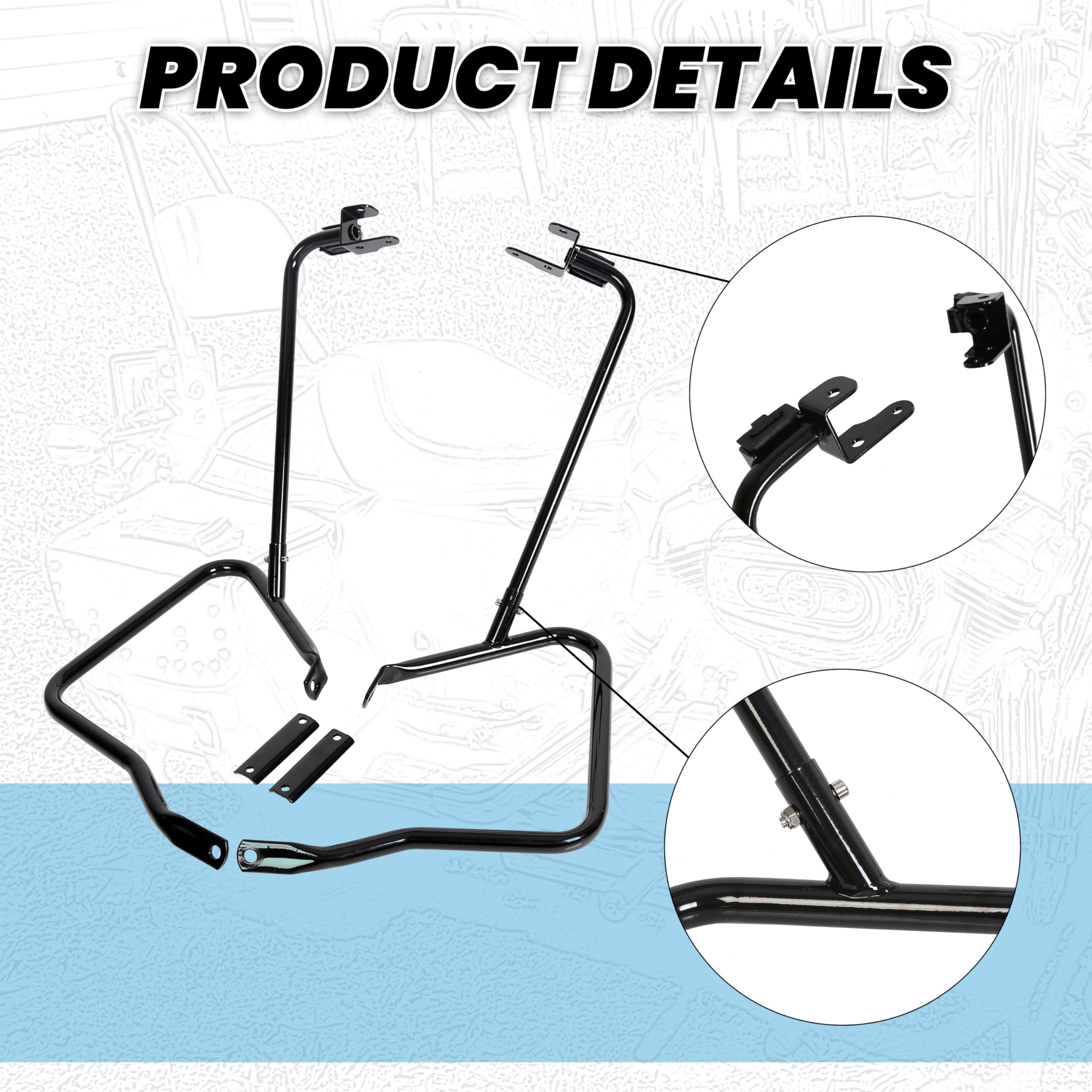 ECOTRIC Saddlebag Bracket Guard Bars Compatible with 2014-2024 Harley Davidson Touring Street Road Glide FLH Saddle Bags Guard Mount Black