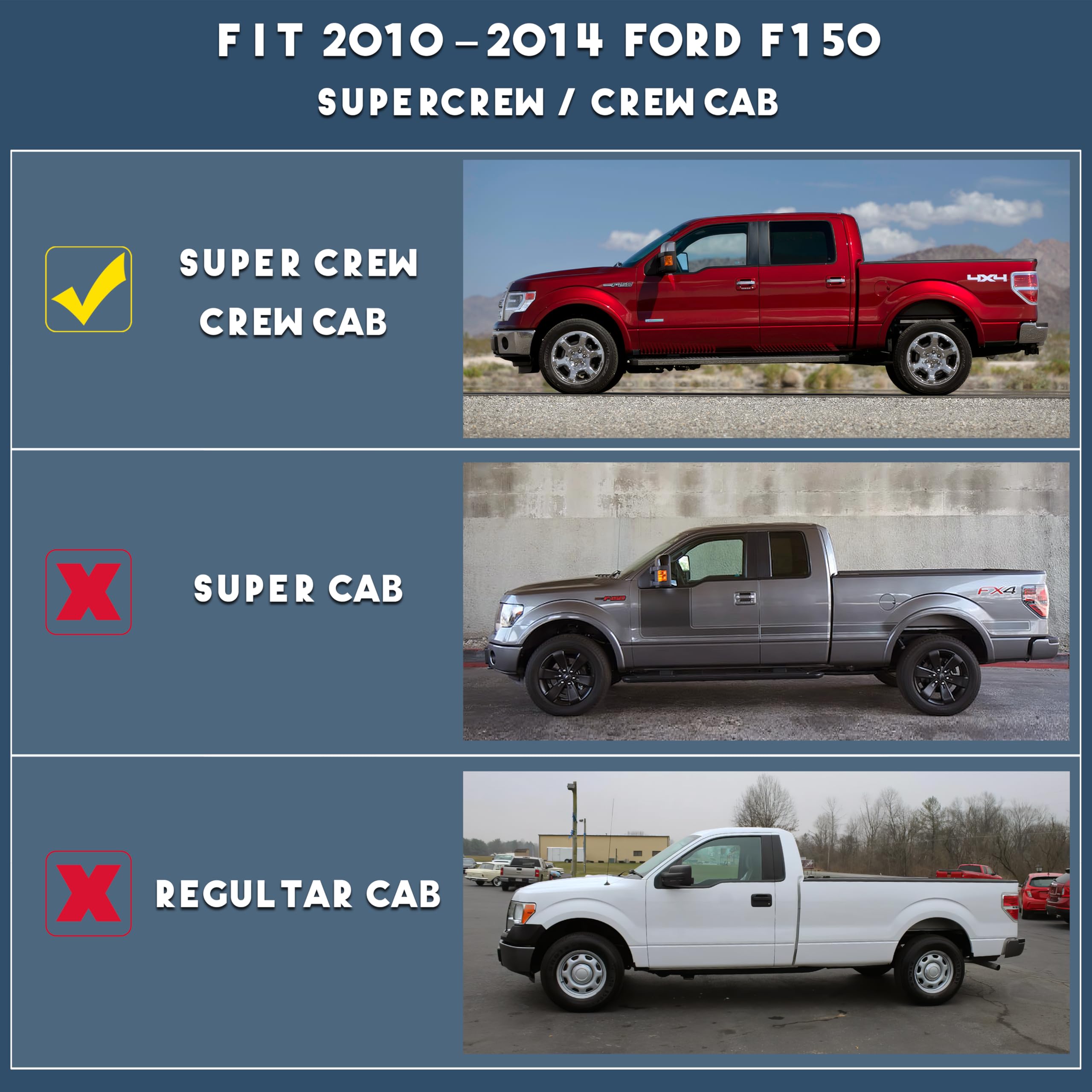 Karpal Floor Mats Fit For 2010-2014 Ford F-150 Supercrew, All Weather Custom Fit Tpe F150 Accessories Front & 2Nd Row Floor Line