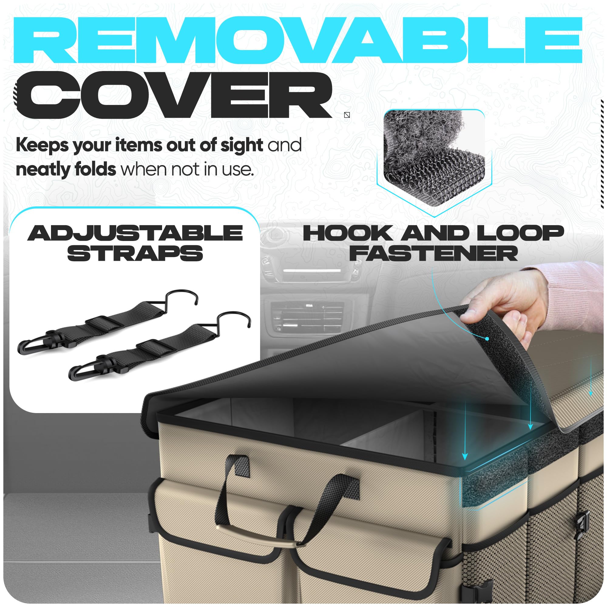 Fortem Car Trunk Organizer With Cooler, Collapsible Multi Compartment Suv Organizer, Foldable Storage For Car Accessories For Wo