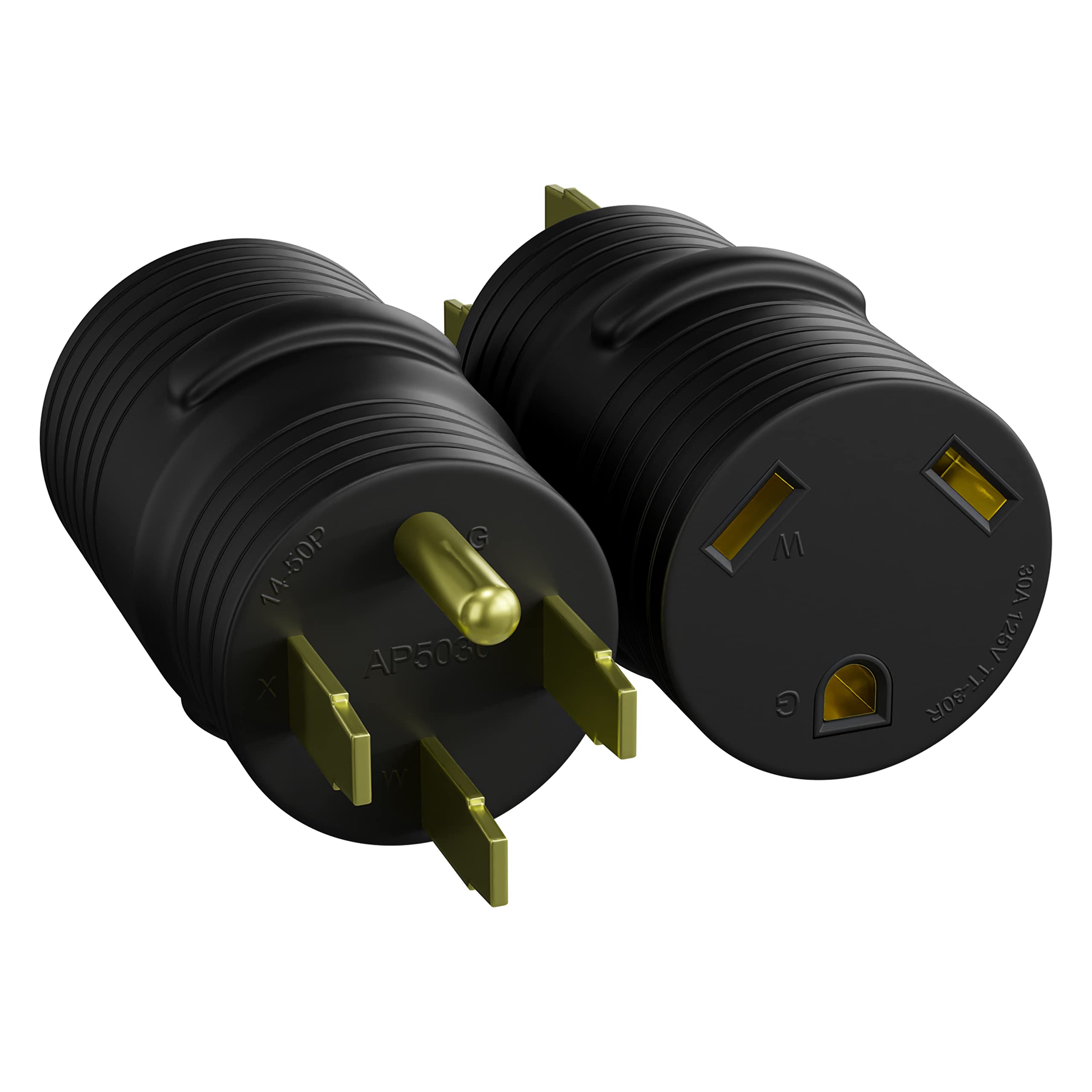 Leisure Cords Power Adapter 4 Prong 50 Amp Male To 30 Amp Female Rv Camper Generator Plug Outdoor Electrical Power Converter (50 Male - 30 Female)