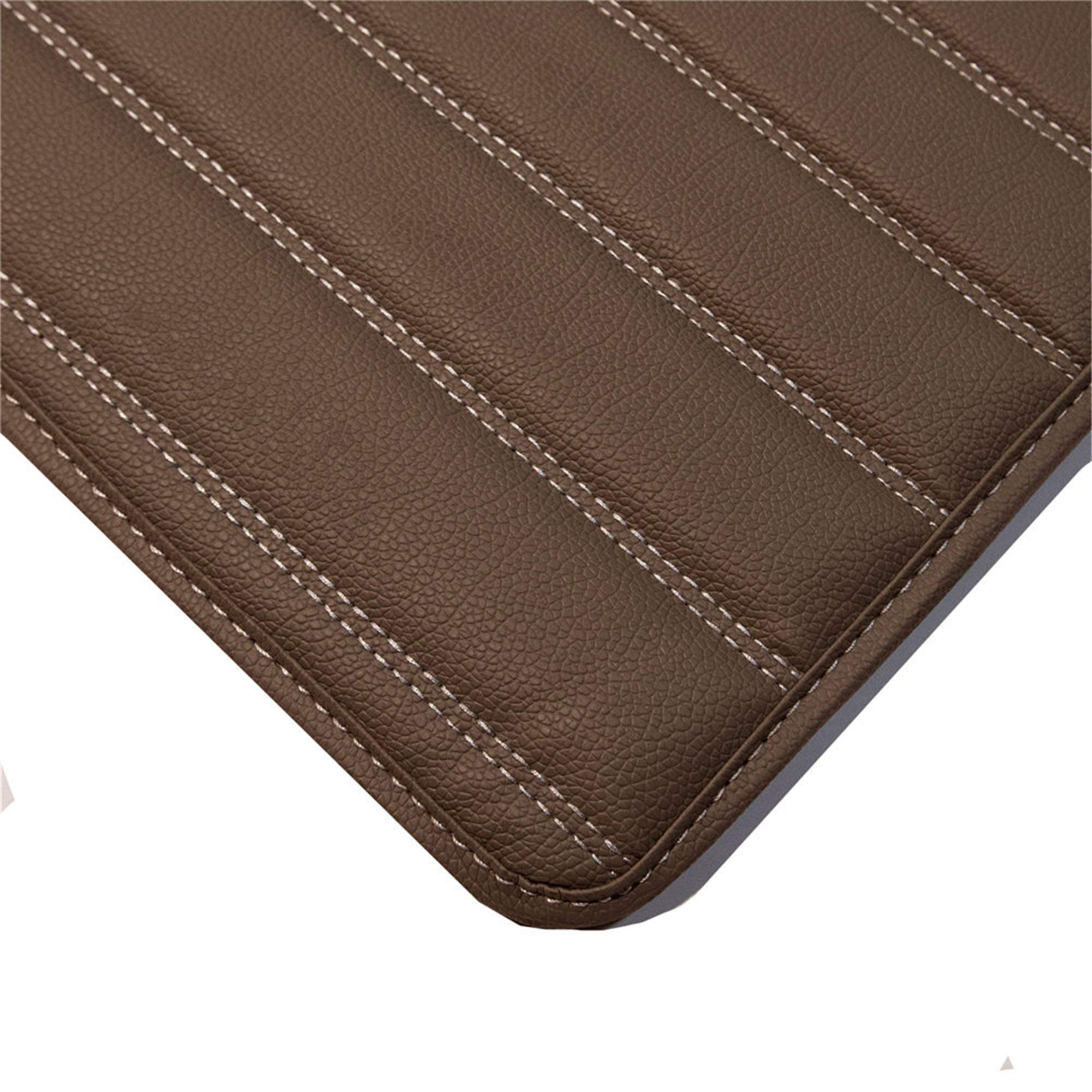 Fh Group F16500 Deluxe Heavy-Duty Faux Leather Flat Stripe Multi-Purpose Cargo Liner 46'' (Brown) With Gift - Universal Fit For