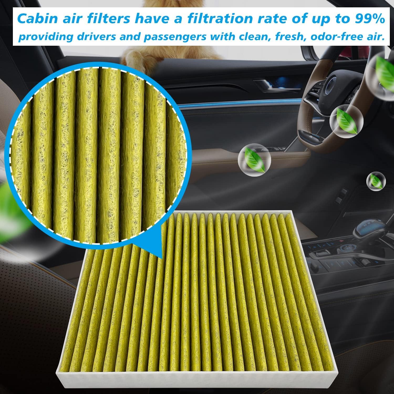 Cabin Air Filter JM487 Fit for 2011-2023 2024 Durango, 2011-2021 Grand Cherokee, 2022 Grand Cherokee WK, Replacement for 6807948