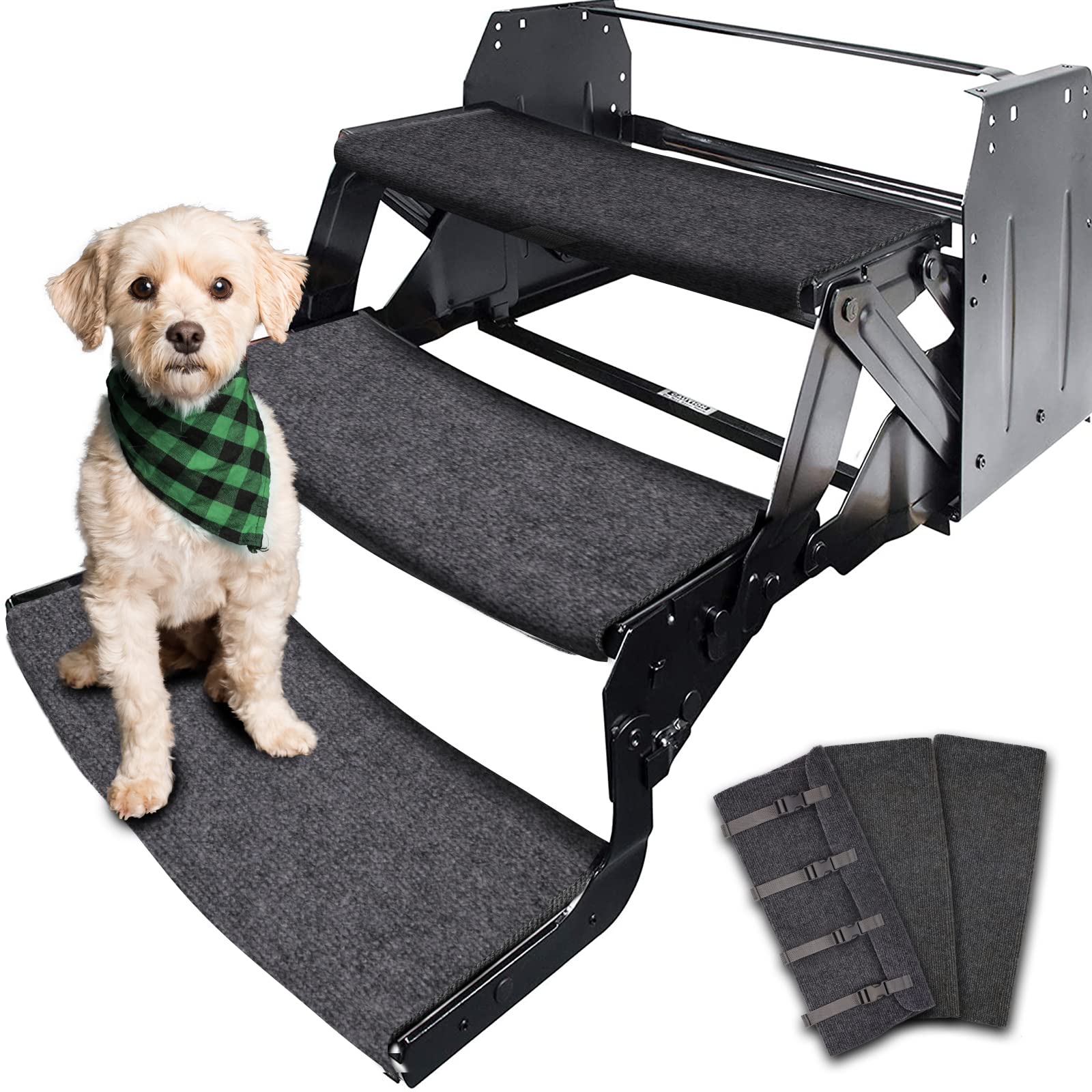 Rvmate Rv Step Rugs 22 Inch Rv Step Covers Wrap Around Radius Steps With Snap Fasteners Quickly To Release And Fit, 3 Packs