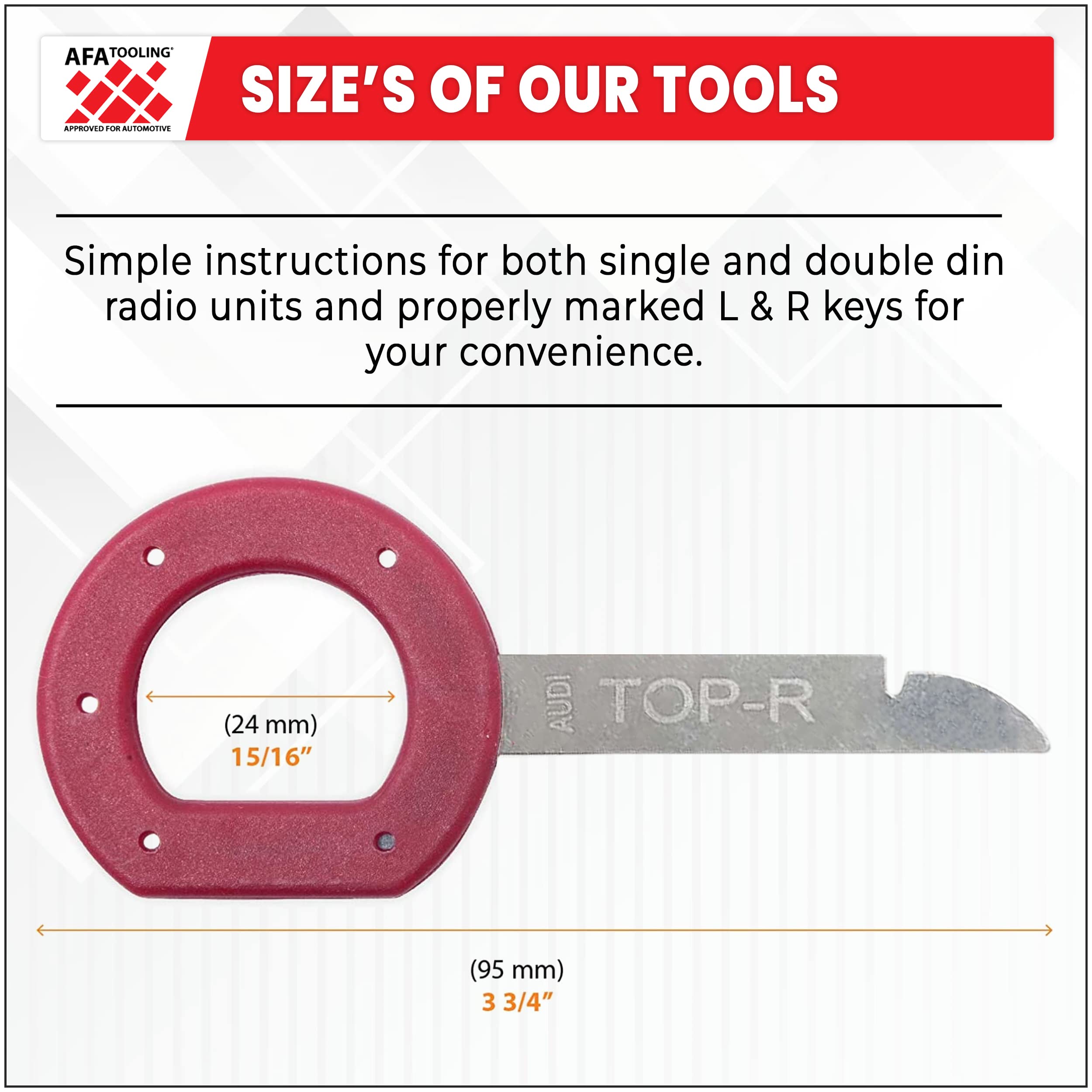 AFA Tooling Radio Removal Tool for Ford, Volkswagen - VW, Mercedes, and Audi | Easy Grip Handles and Stiff Blades | Stereo Singl