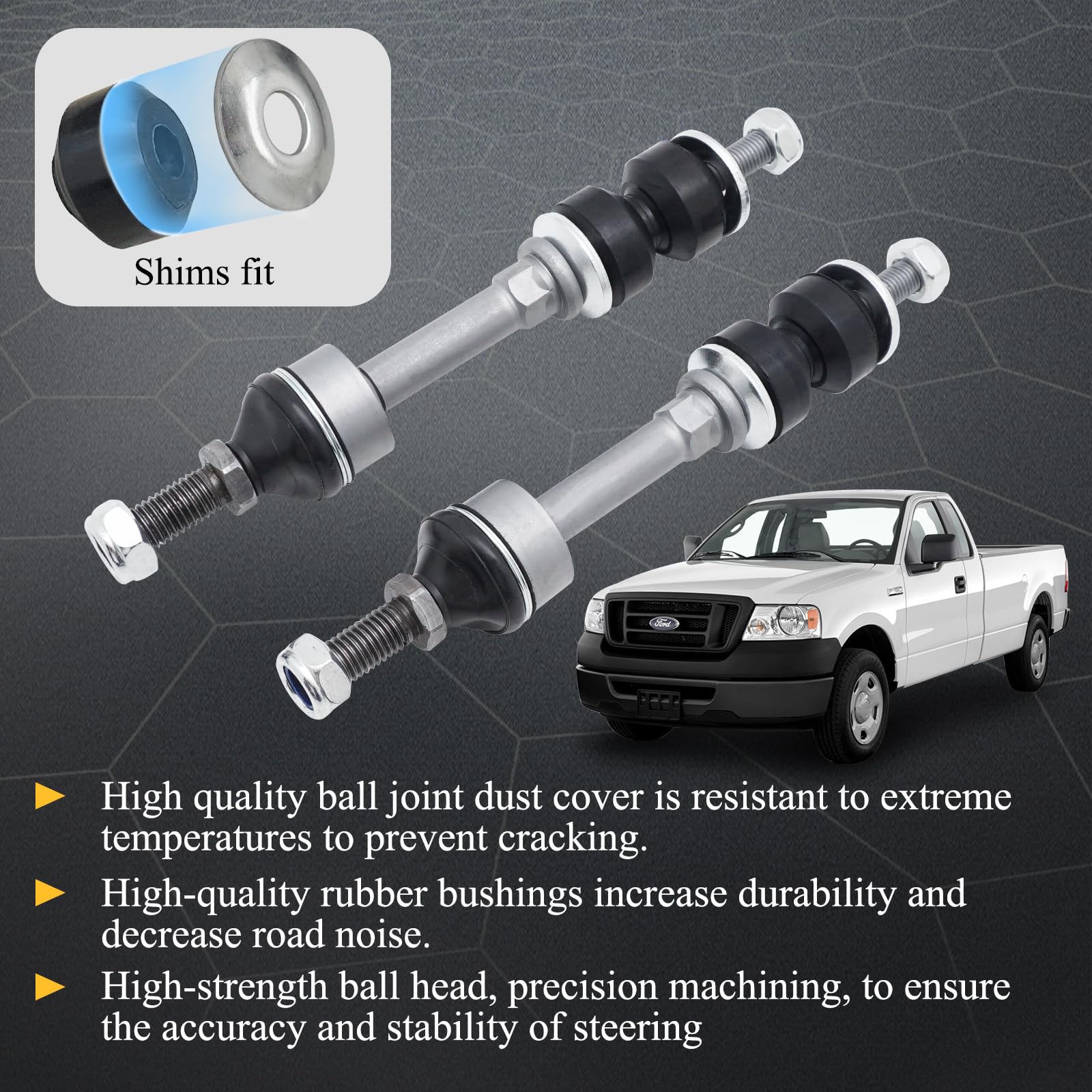 Zinc-Nickel Alloy Front Stabilizer Sway Bar End Link End Kit For 2004-2008 Ford F-150 2Wd 2006-2008 Lincoln Mark Lt 2Wd K80337