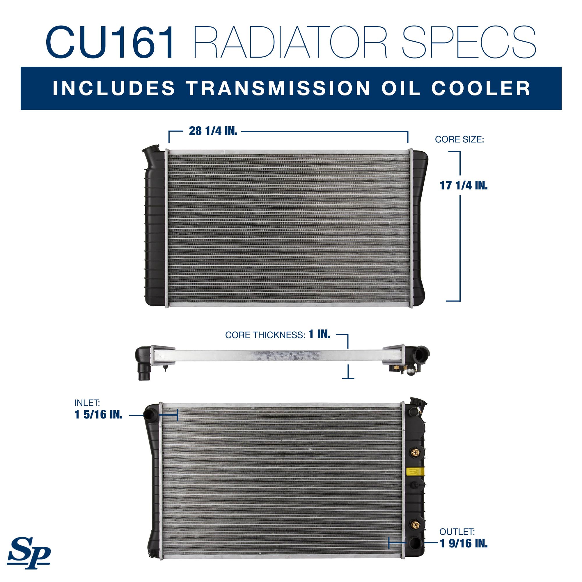 Spectra Premium CU161 Radiator With TOC Compatible With Chevrolet, GMC, Oldsmobile, and Pontiac