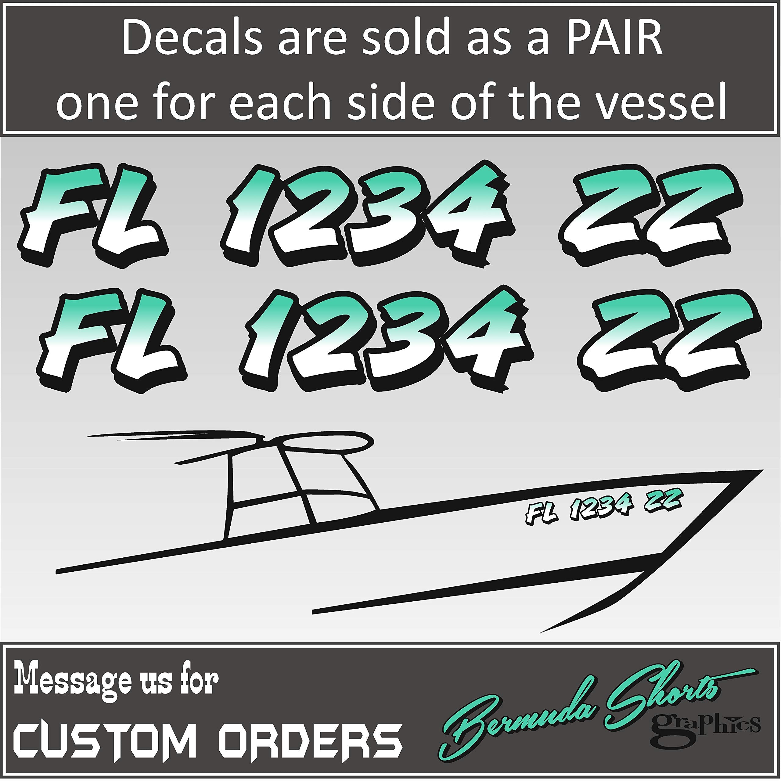 Boat Registration Numbers X2 Gr / 2 Pack/Custom State Registration Stickers/Vinyl Boat Decal Graphics Pair