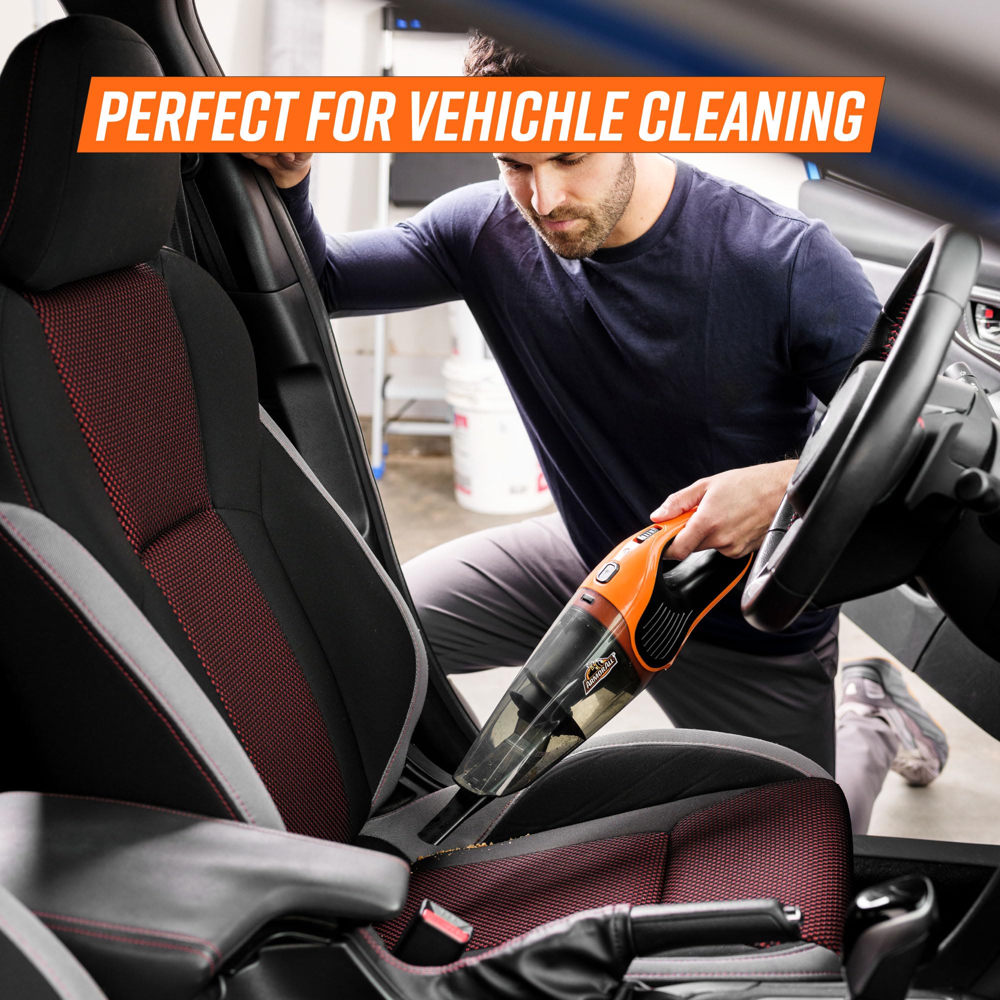 Armor All Handheld Car Vacuum, AA07V1, Powerful Orange Portable Cleaner, Compact Design for Easy Car Cleaning