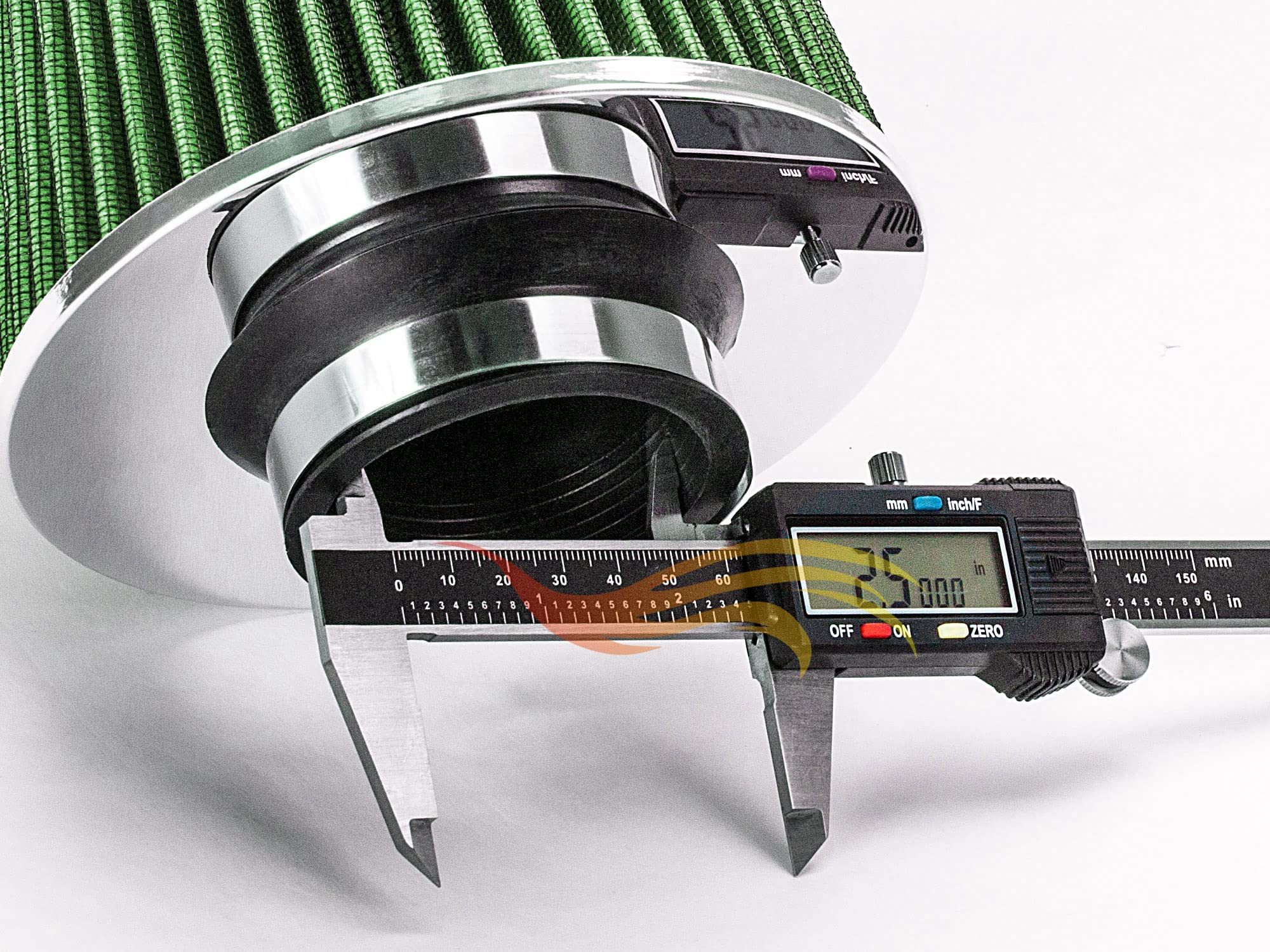 Green 2.5'' 63.5 Mm Inlet Cold Air Intake Cone Replacement Performance Washable Clamp-On Dry Air Filter