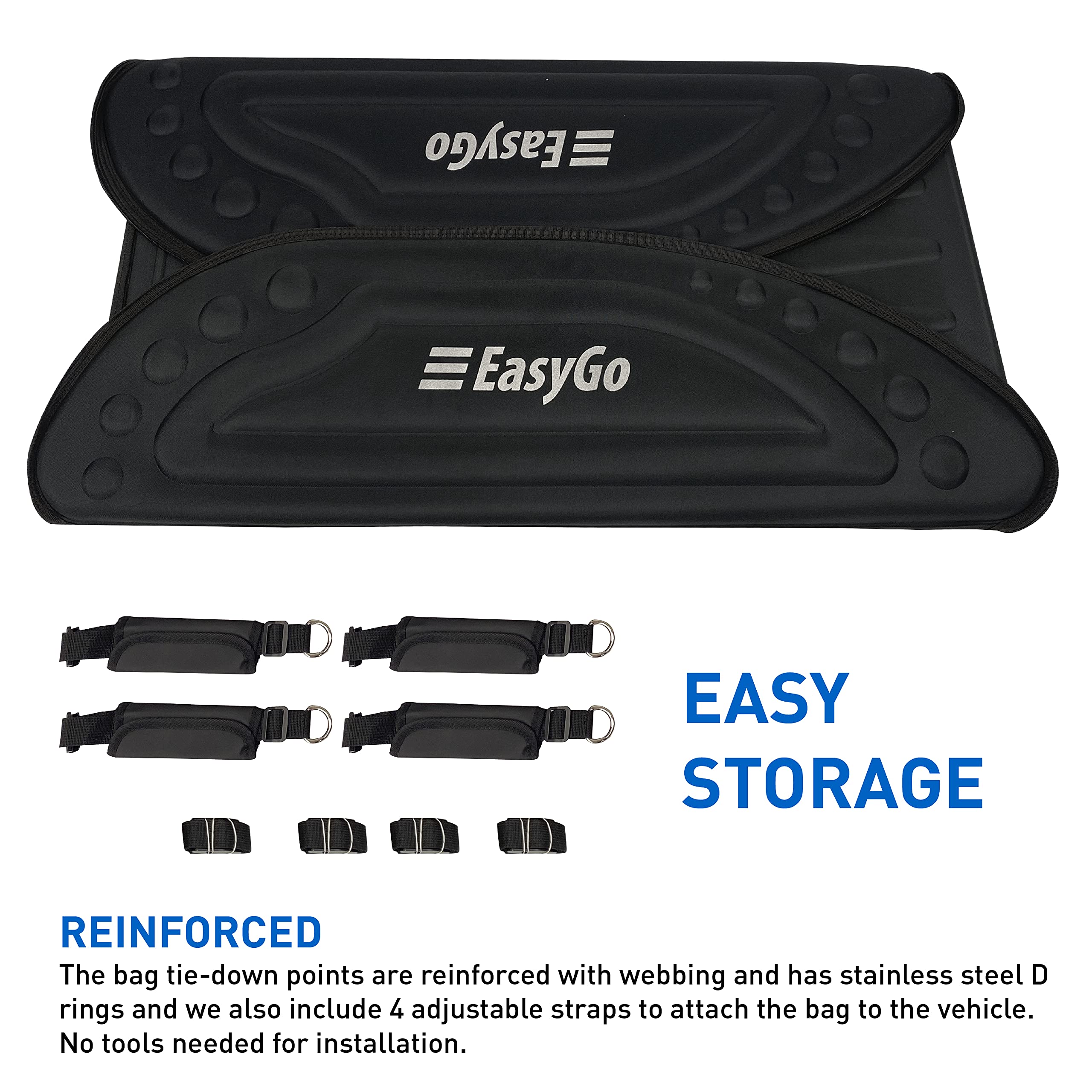 Aerodynamic Car Rooftop Cargo Carrier Bag - Soft Roof Top Luggage Bag For All Vehicles Suv With/Without Rack – Hard Sides - 4 Adjustable Straps – 8 Cubic Feet - Fold Flat Storage Bag