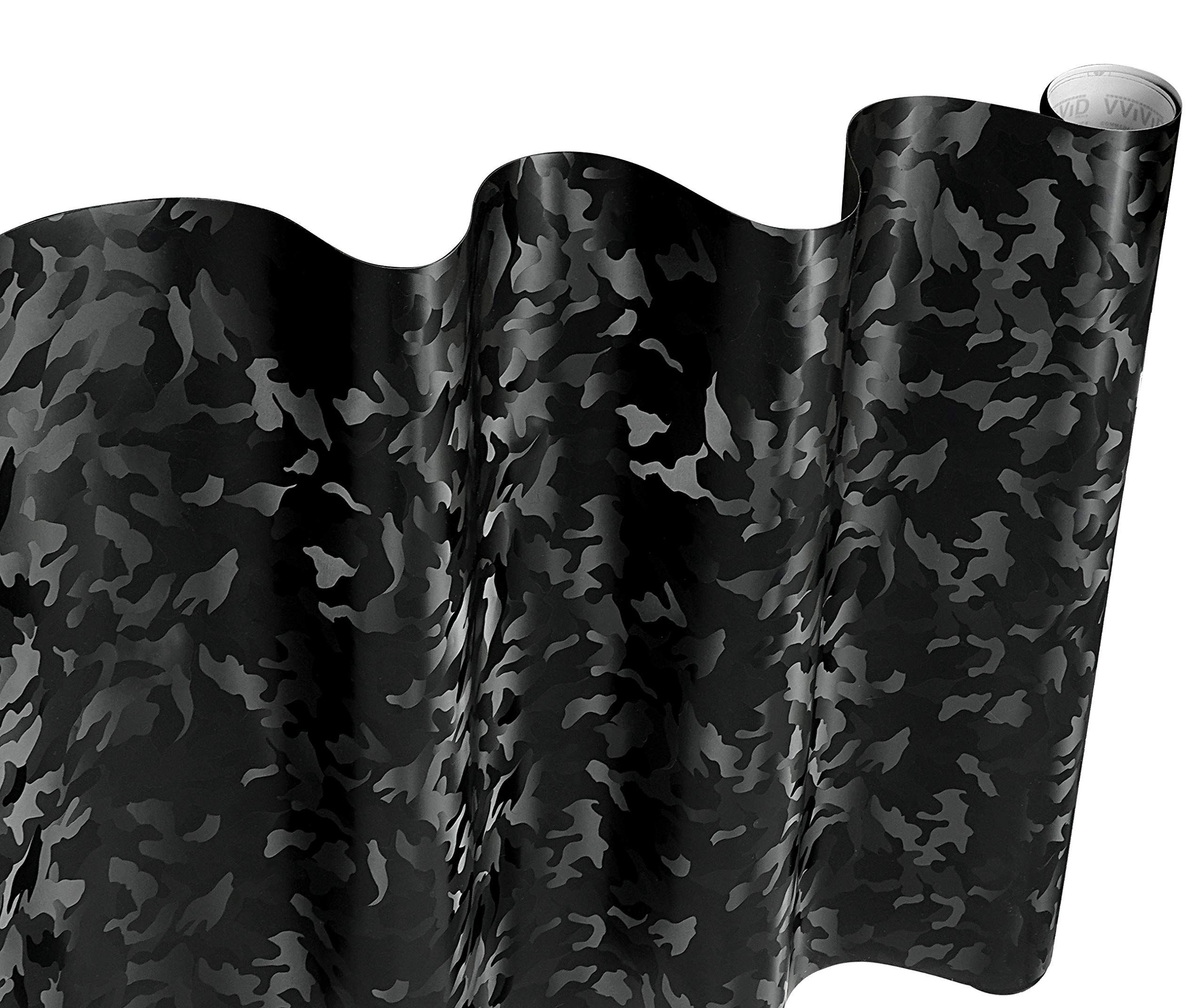 Vvivid+ Stealth Medium Pattern Camouflage Vinyl Wrap Roll (1.5Ft X 5Ft, Black)