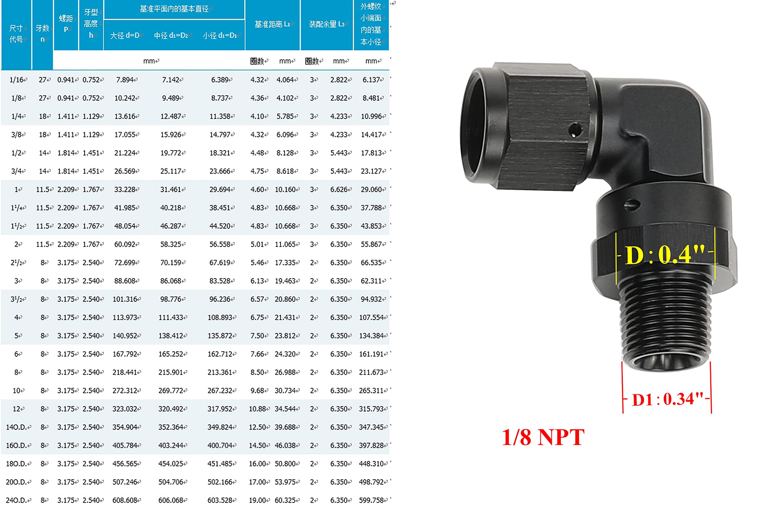 Ac Performance Black Aluminum 90 Degree -4 An Female To 1/8' Npt Male Swivel Adapter Fitting