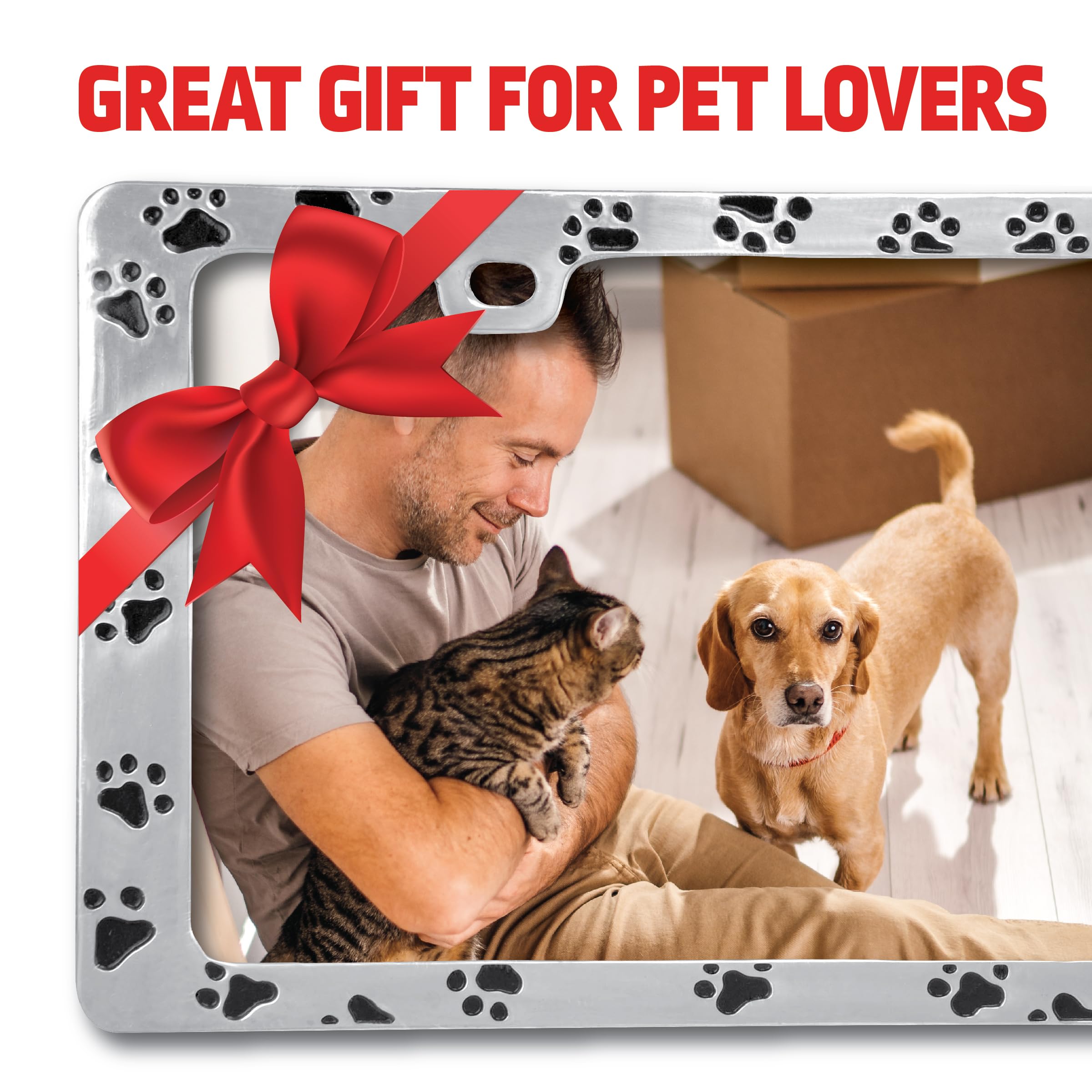 Bell Automotive 22-1-46104-8 Universal Black Paw Print Design License Plate Frame