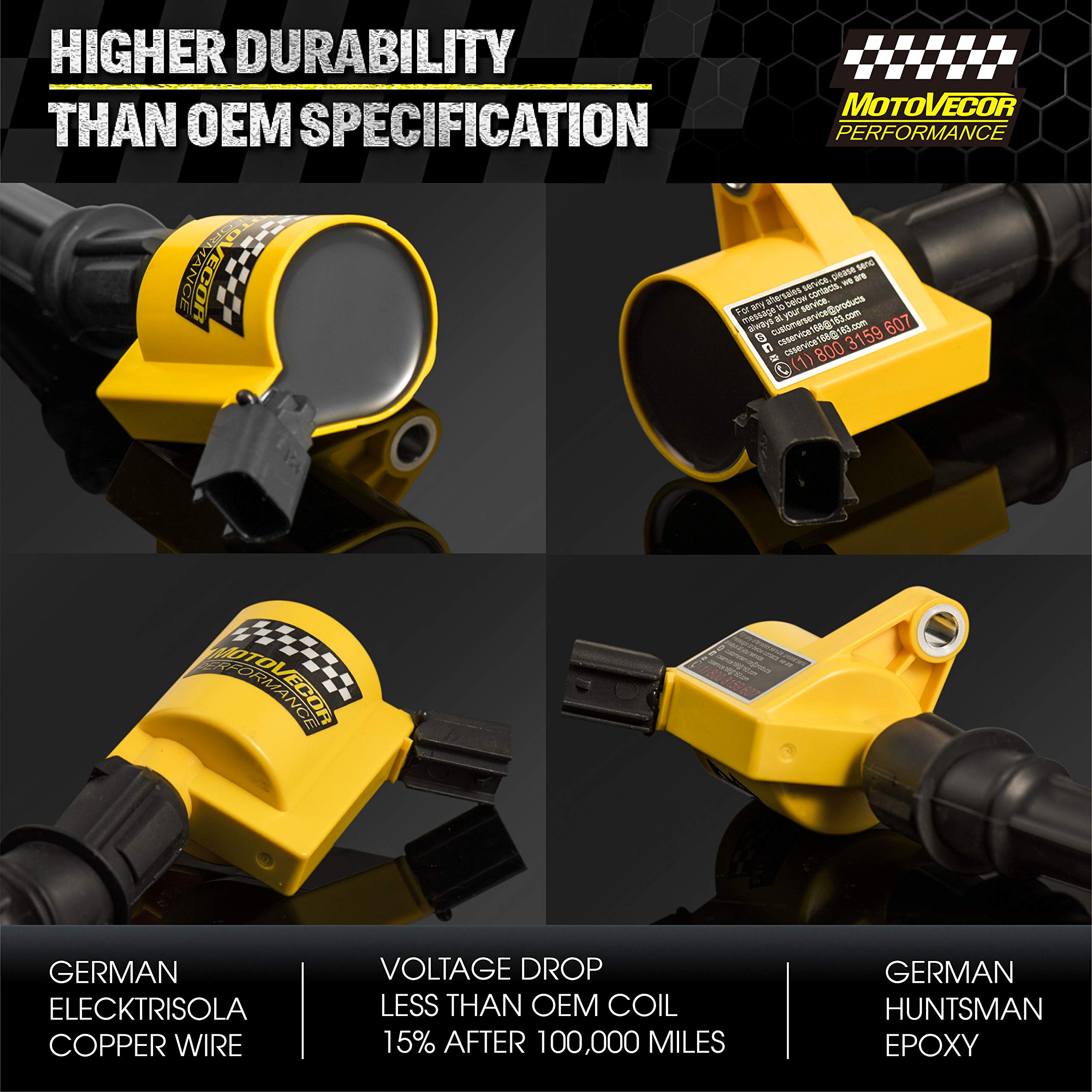 High Performance Ford Ignition Coil Pack Set - 8 Pack Extra 15% Energy for F-150 F-250 F-350 4.6L 5.4L V8 DG508 DG457 DG472 DG49