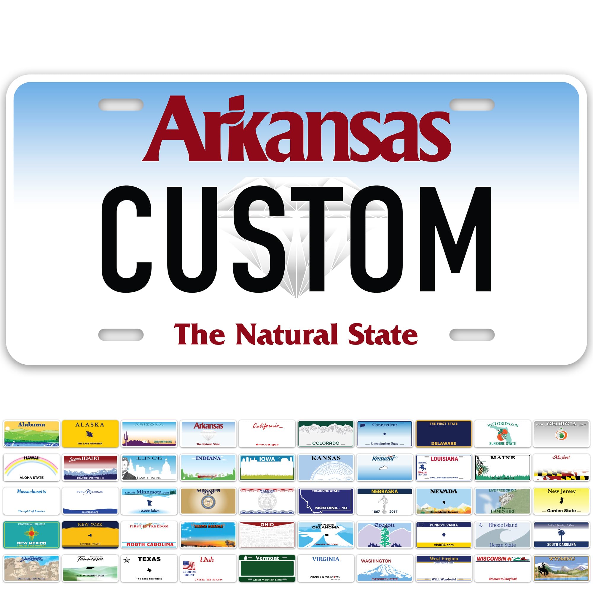 Custom Arkansas License Plate, Personalized License Plates For Car, 6X12 Inch, Rust-Free Fade Resistant Aluminum, Usa Made By My