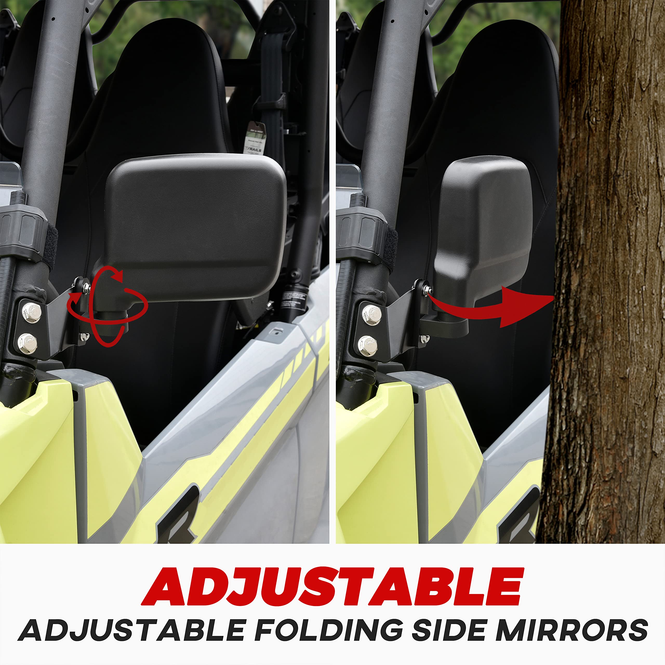 SAUTVS Adjustable Wider Rearview Side Mirrors for Yamaha RMAX 1000, Folding Clear Rear View Side Mirrors for Yamaha Wolverine RM