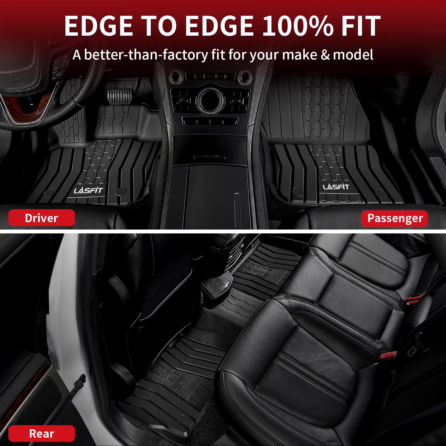 Lasfit Floor Mats Fit For Ford Fusion 2020-2017 (Include Hybrid)/ For Lincoln Mkz 2020-2017 All Weather Protection Tpe Custom Fi