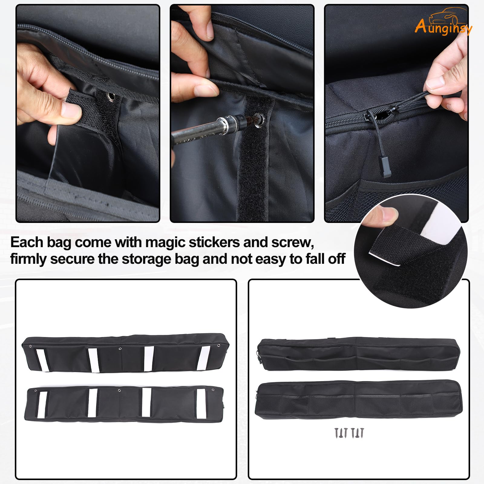 Aunginsy 2Pcs Trunk Organizer Compatible with Toyota FJ Cruiser 2007-2024 Rear Tailgate Storage Bag Organizer Back Door Panel St