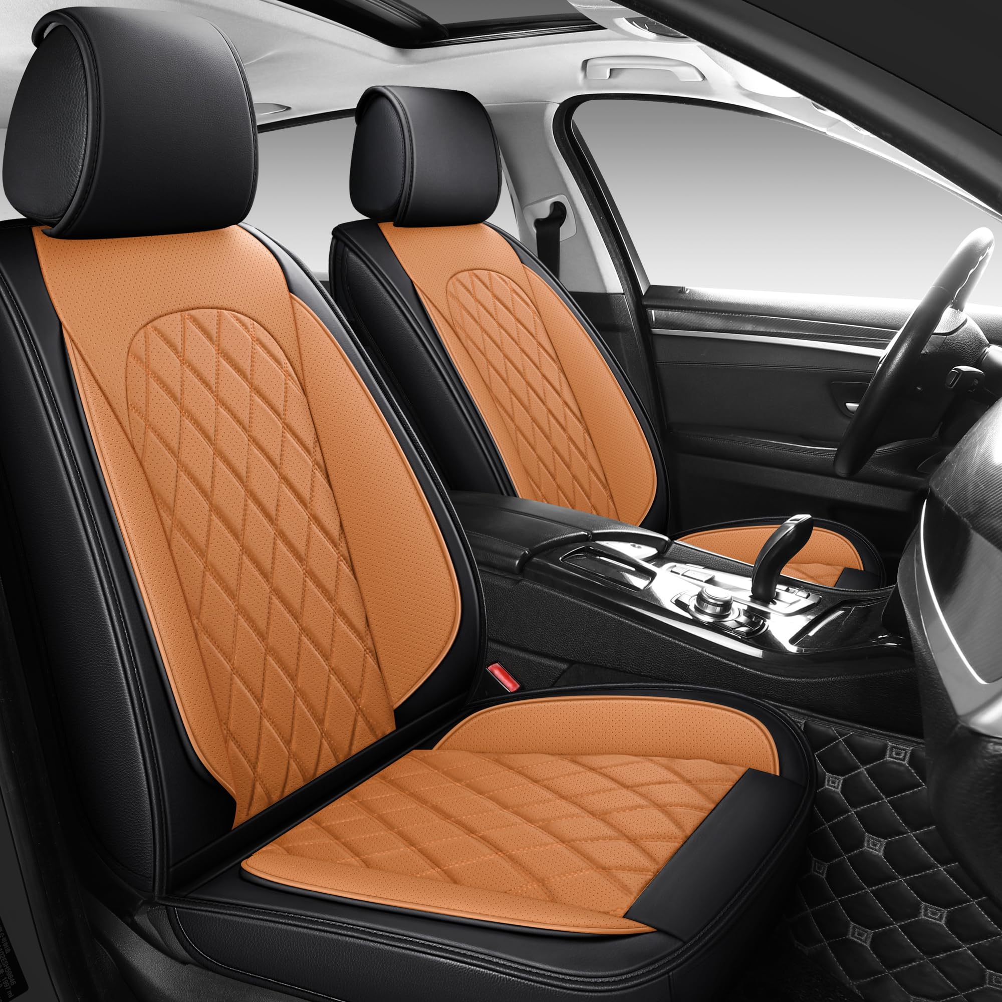 LINGVIDO Waterproof Faux Leather Automotive Seat Covers - Protect Your Car Seats with Full Set of Universal Fit Cushioned Protec
