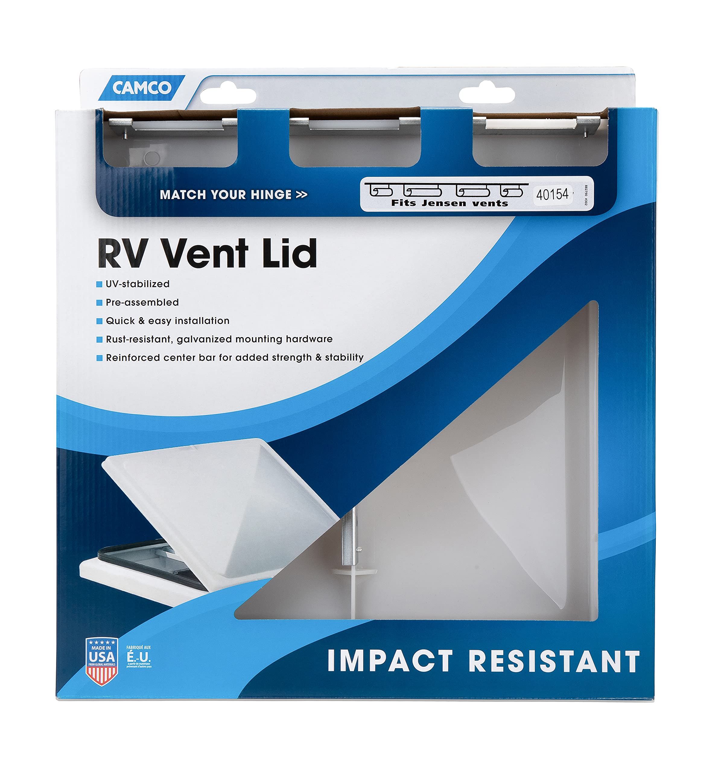 Camco 40154/40157 White Polypropylene Vent Lid - Jensen (Pre 1994)