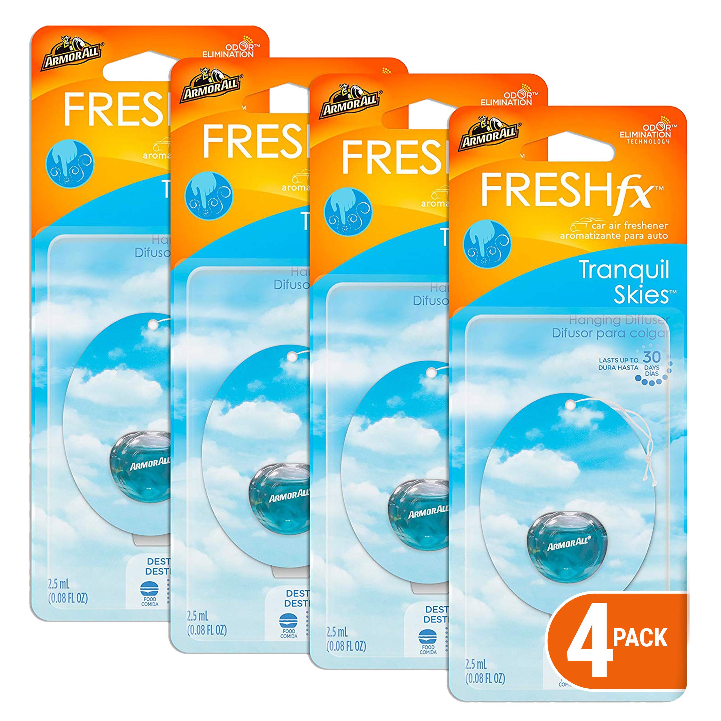 Armor All Car Air Freshener and Purifier - Odor Eliminator for Cars & Truck, Freshfx Tranquil Skies, 0.08 Fl Oz Diffuser, Pack o