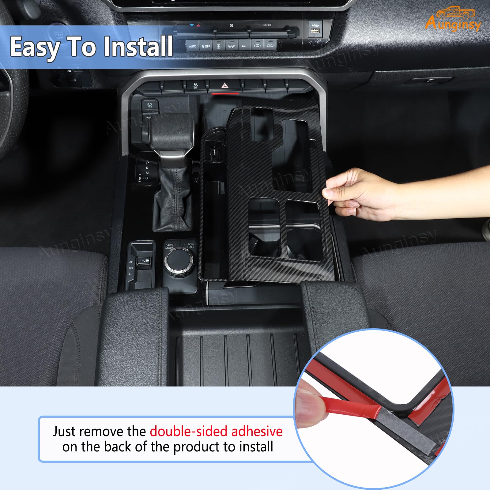 Aunginsy Central Control Gear Shift Panel Trim Cover With Storage Box Compatible With Toyota Tundra/Sequoia 2022-2024 2025 Car G