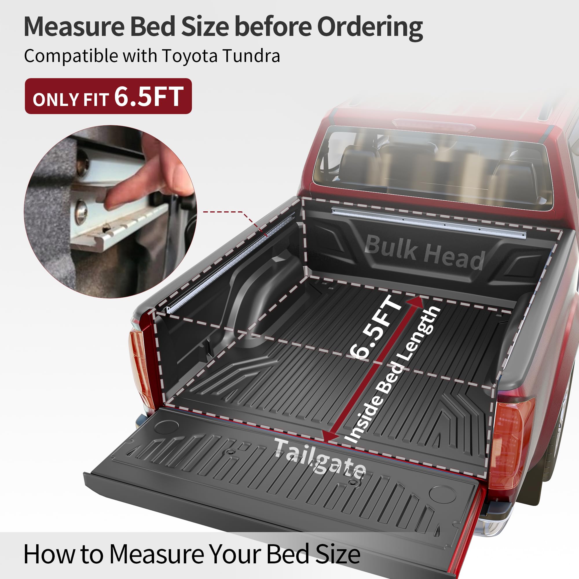 Oedro Soft Quad Fold Truck Bed Tonneau Cover Compatible With 2022 2023 2024 2025 Toyota Tundra(Excl.Trail) 6.5 Ft Bed With Deck