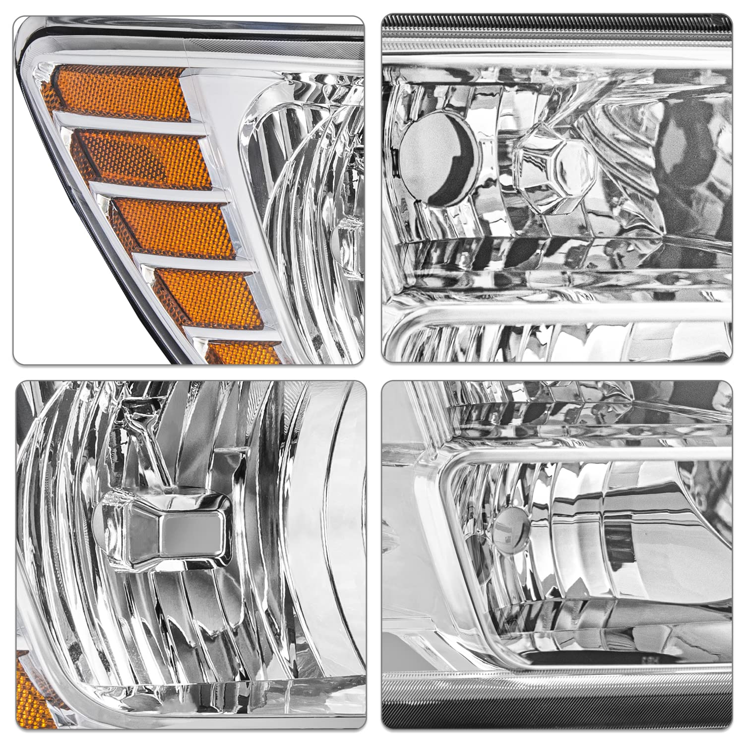 Sockir Headlight Assembly Fit For 2009-2020 Dodge Journey Headlamp Replacement Chrome Housing With Amber Reflector Right Passenger Side