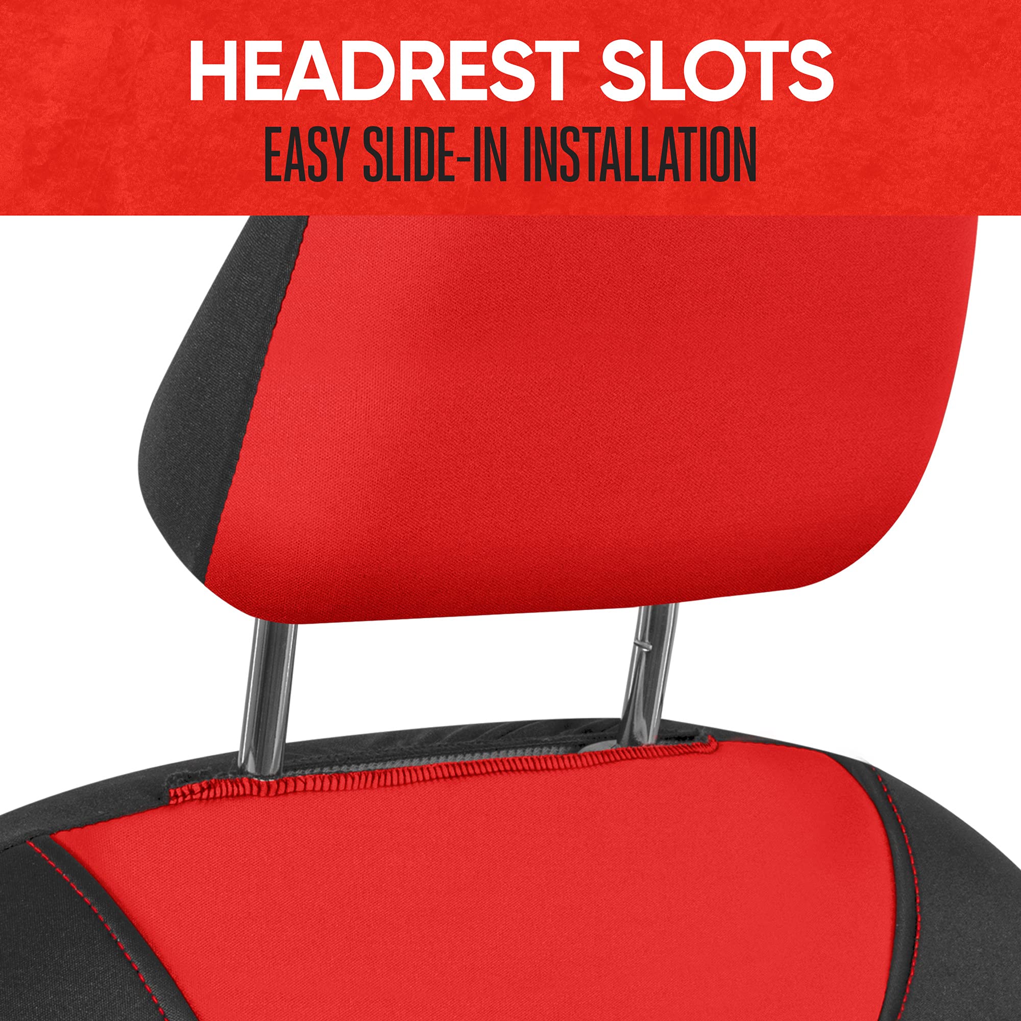 Motor Trend AquaShield Waterproof Front Seat Covers, Red Seat Covers for Cars – Padded Neoprene Front Car Seat Cover, SUV Seat Covers Protector - Car Interior Cover for Auto Truck & Van