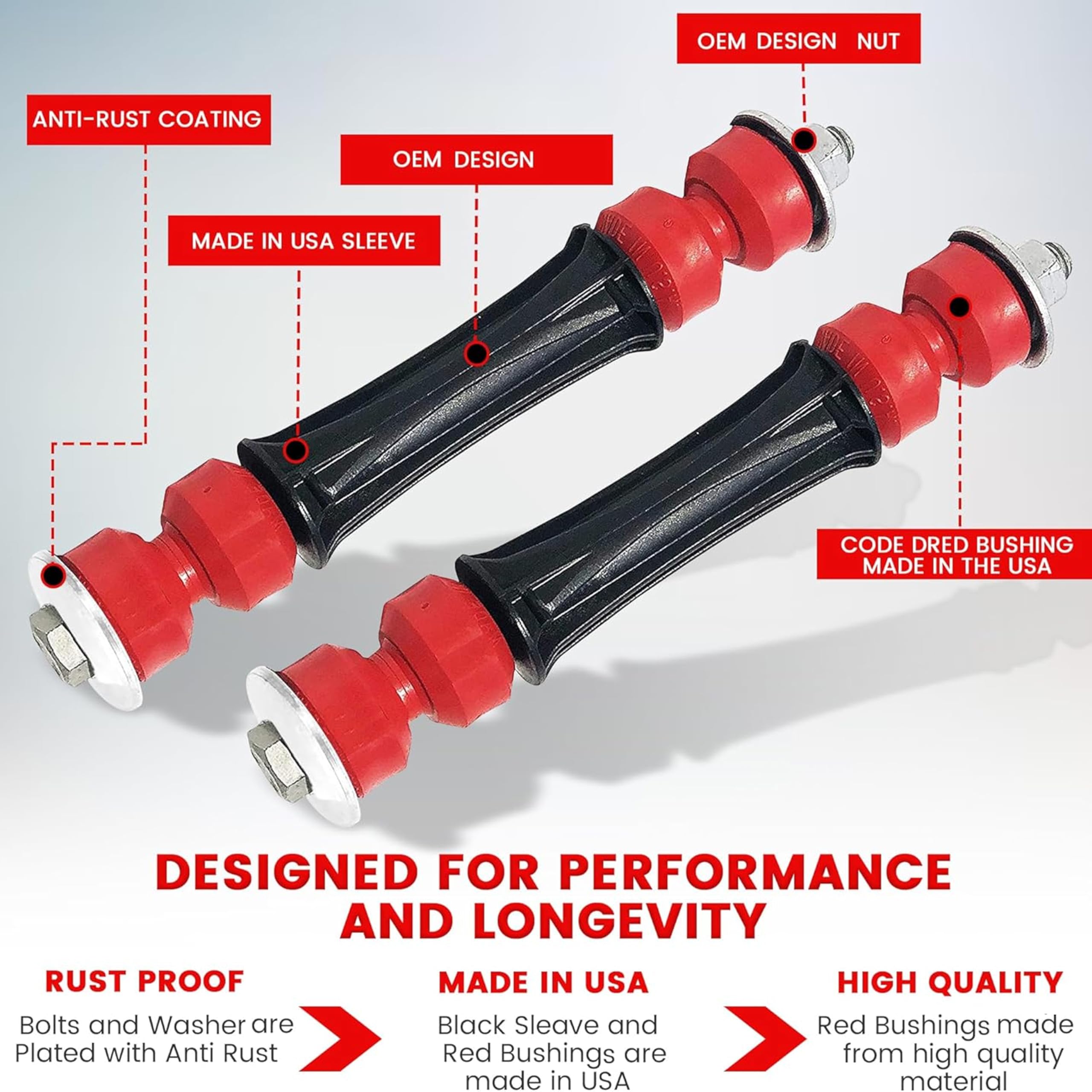 Suspension Dudes Front Sway Bar Stabilizer Link Kit Fits Silverado, Escalade, Tahoe, Sierra, Yukon, Sierra, Suburban, 2007-2020,