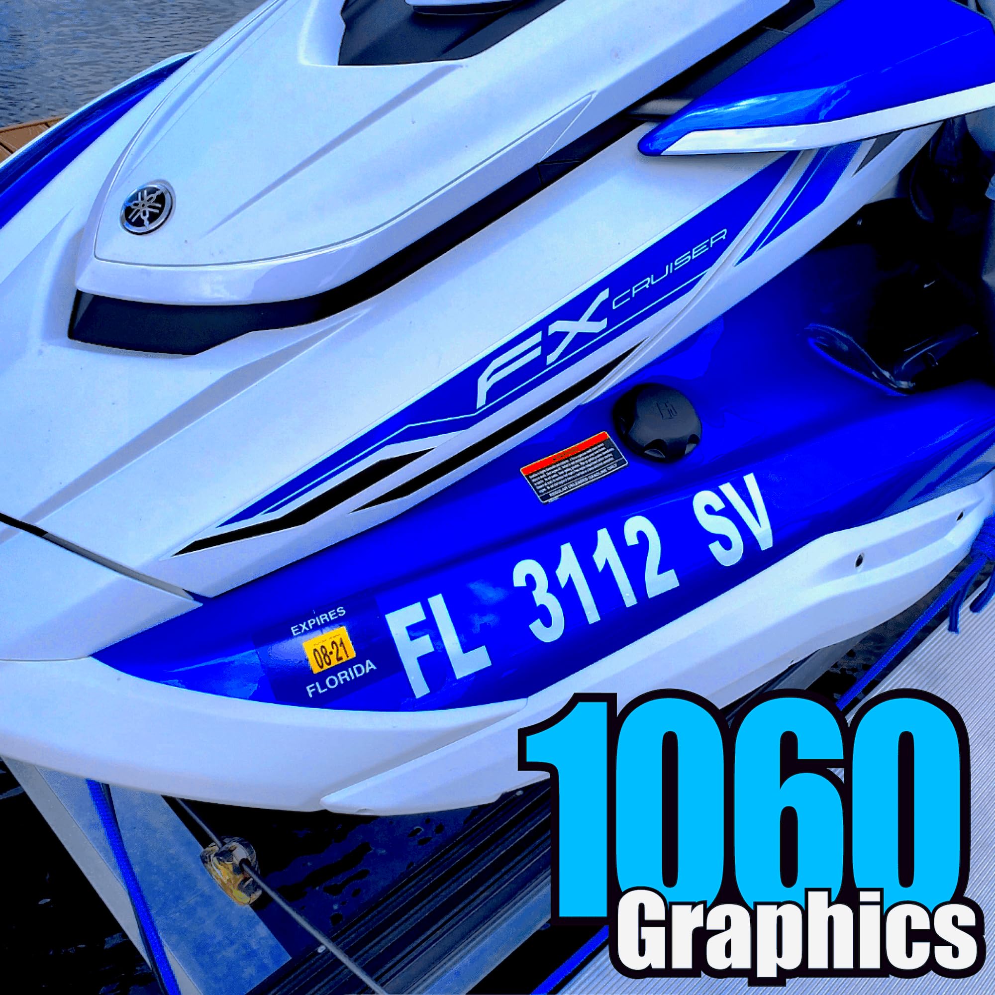 1060 Graphics - Custom Made Boat Registration Numbers Or Boat Name (2 Sets) Marine Vinyl Lettering Sticker Decals