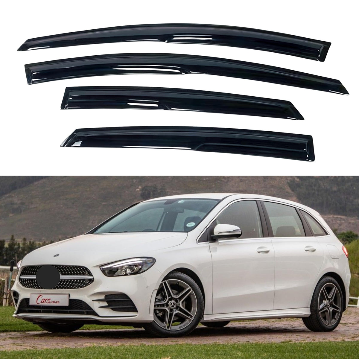 Ig Window Visor For Mercedes-Benz B-Class 2012-2019, Rain Guard Tape-On Extra Durable Sun Wind Side Vent Window Deflector Mugen