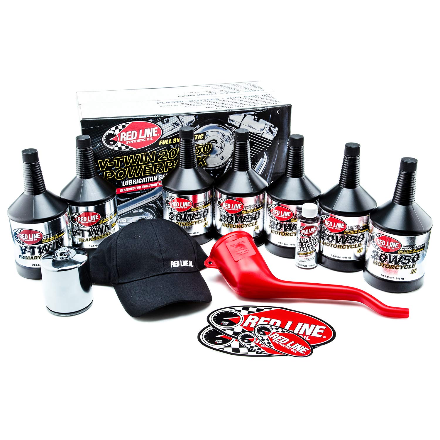 Red Line 90226 Big Twin 20W50 Power Pack Oil Package With K&N High Performance Oil Filter (Complete Kit, Chrome Filter)