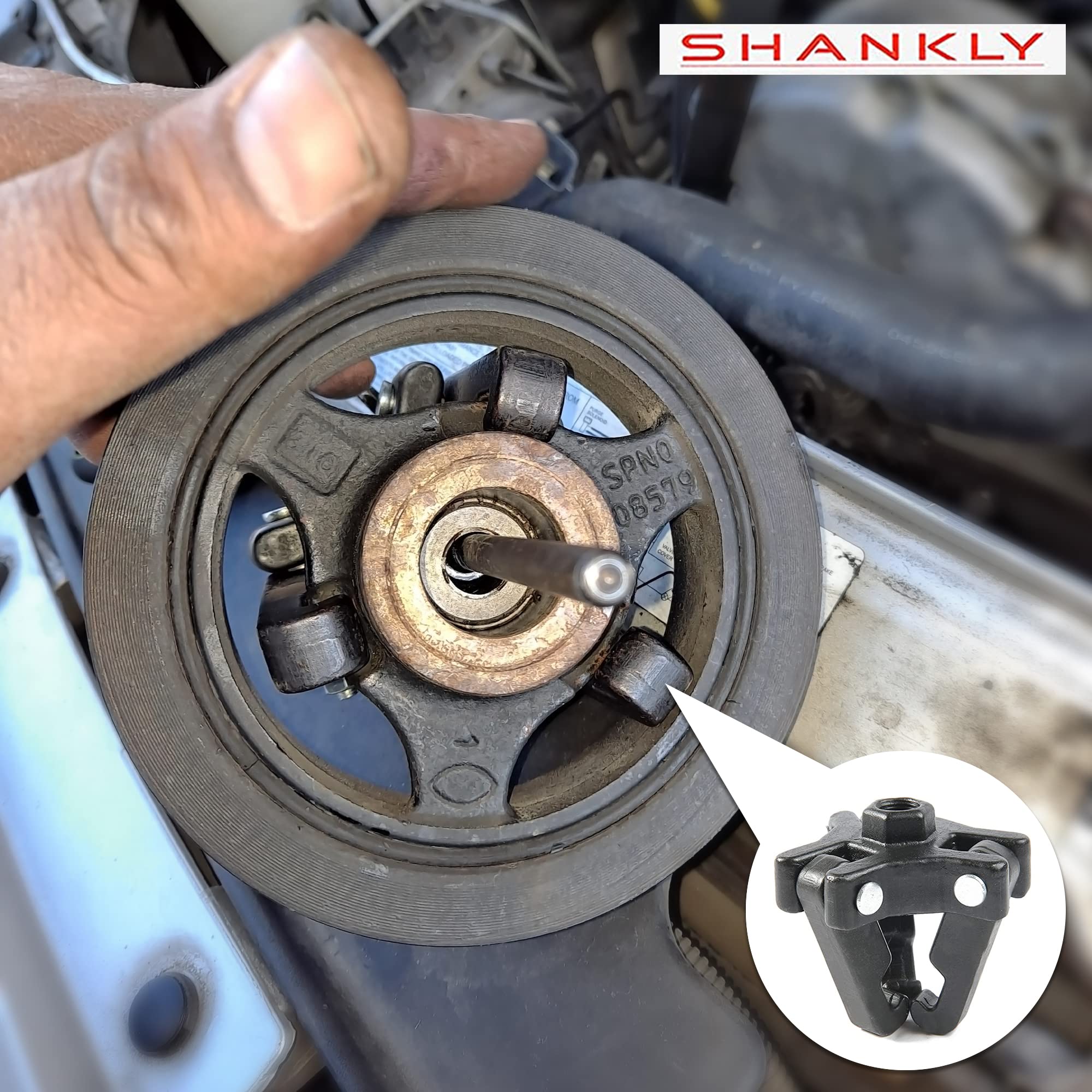 Shankly Harmonic Balancer Puller, Crankshaft Pulley Removal Tool or Harmonic Pulley Puller Tool, Steering Wheel Puller Kit With Heavy-Duty Case for Pulley Puller and Installer Kit
