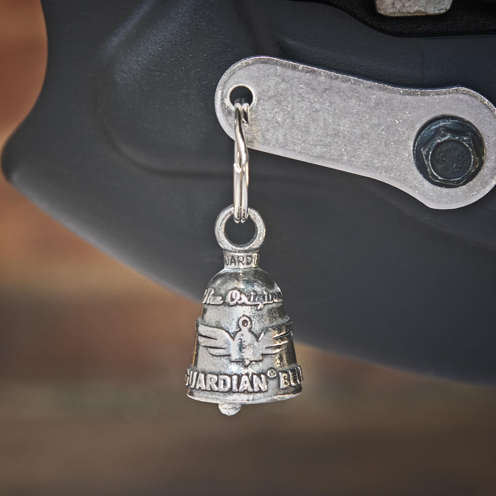 Guardian Bell Sport Bike Tricks Good Luck Bell W/Keyring & Black Velvet Gift Bag | Motorcycle Bell | Lead-Free Pewter | Good Luc