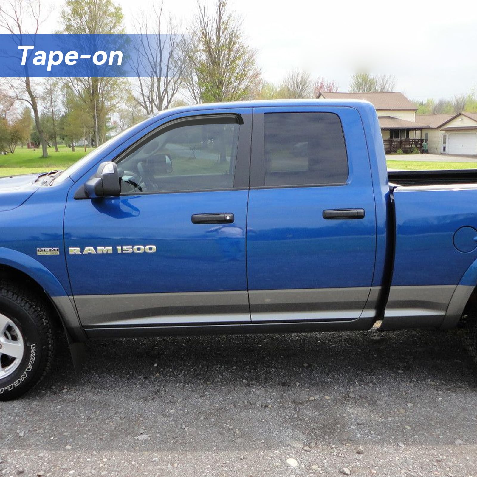 Window Visors Rain Guards Shield For 2005-2010 Dodge Dakota Quad Cab, Out-Channel Window Vent Wind Deflectors Visors Shades For