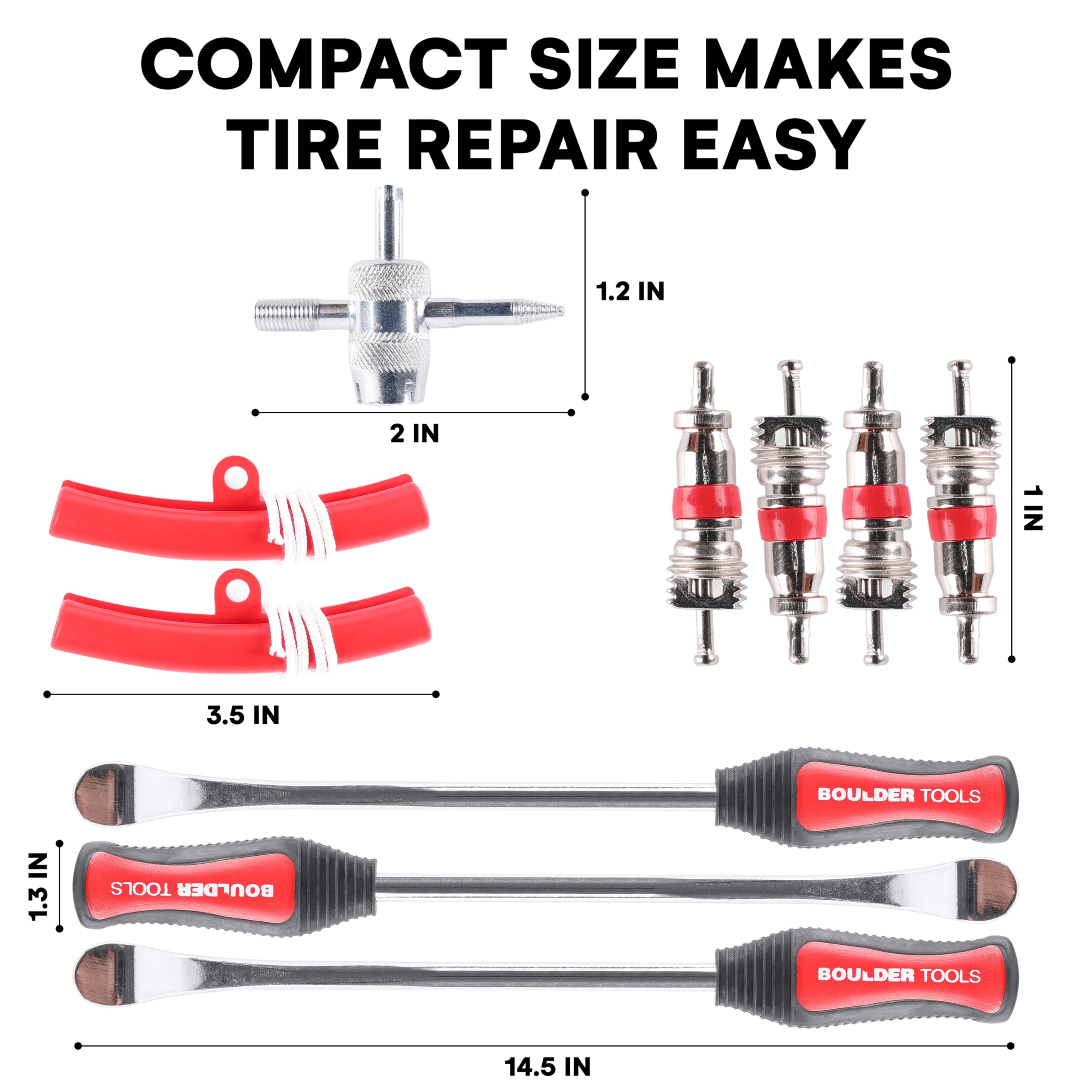 Boulder Tools Tire Spoons - Tire Changing Tool - Motorcycle Tire Spoons - Durable, Easy-To-Use For Safe & Quick Tire Repair - Di